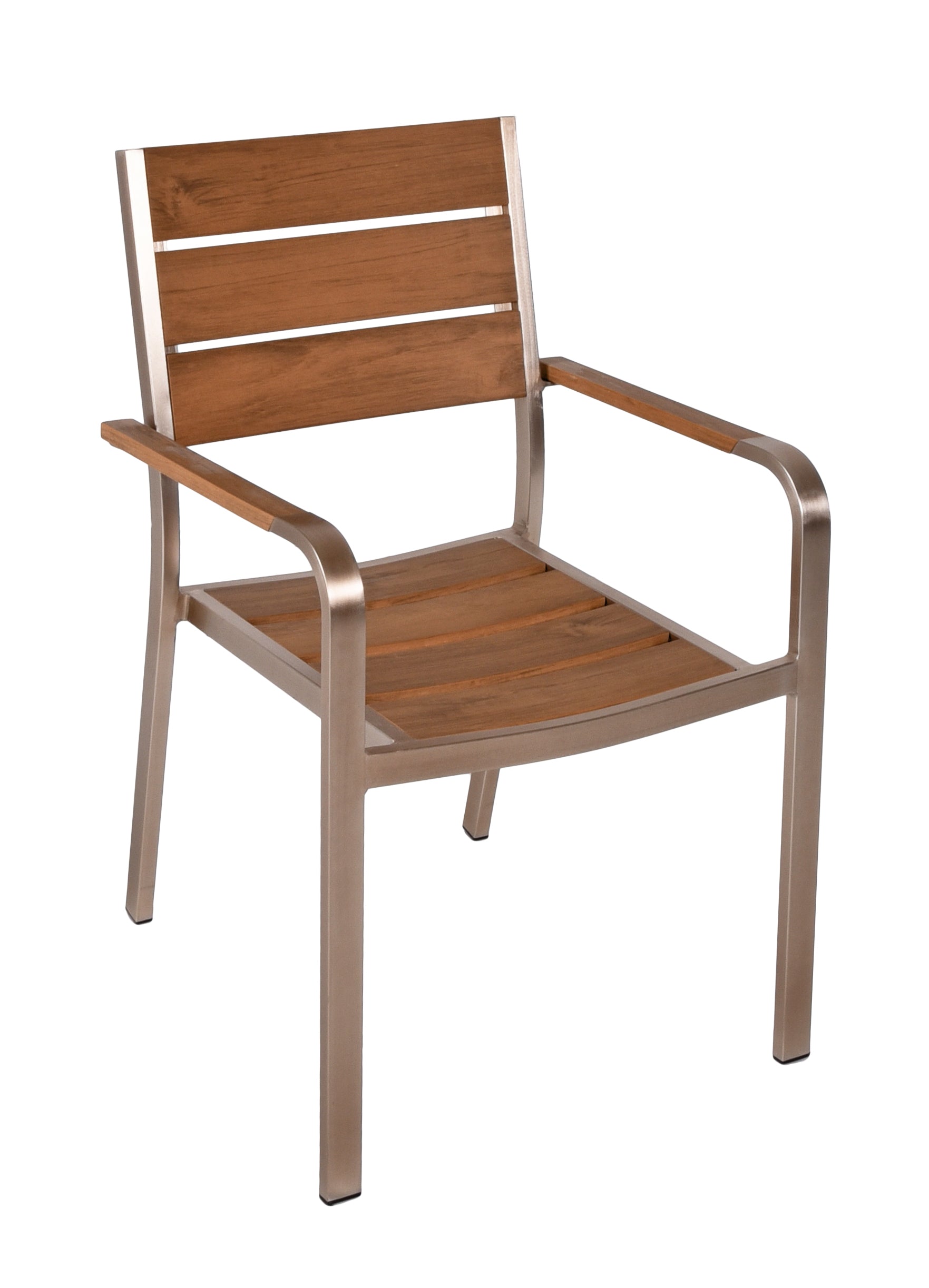 2er Set Stapelstuhl FLORENCE Gartenstuhl Aluminium Nonwood Teak-Optik stapelbar Garden Pleasure