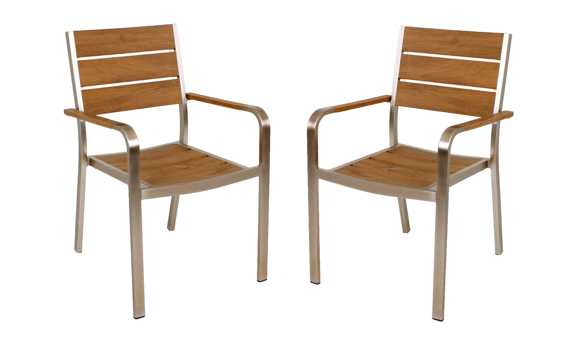 4er Set Stapelstuhl FLORENCE Gartenstuhl Aluminium Nonwood Teak-Optik stapelbar Garden Pleasure