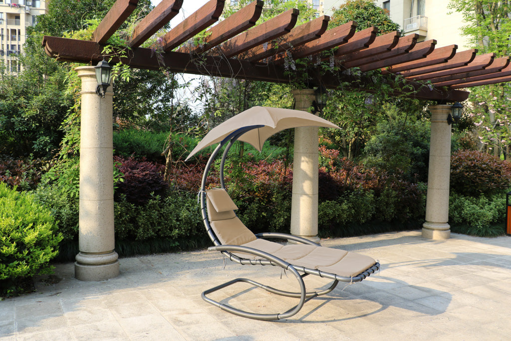 Schaukelliege KEROS Hängesessel Schwebeliege mit Sonnendach Relaxliege gepolstert Garden Pleasure