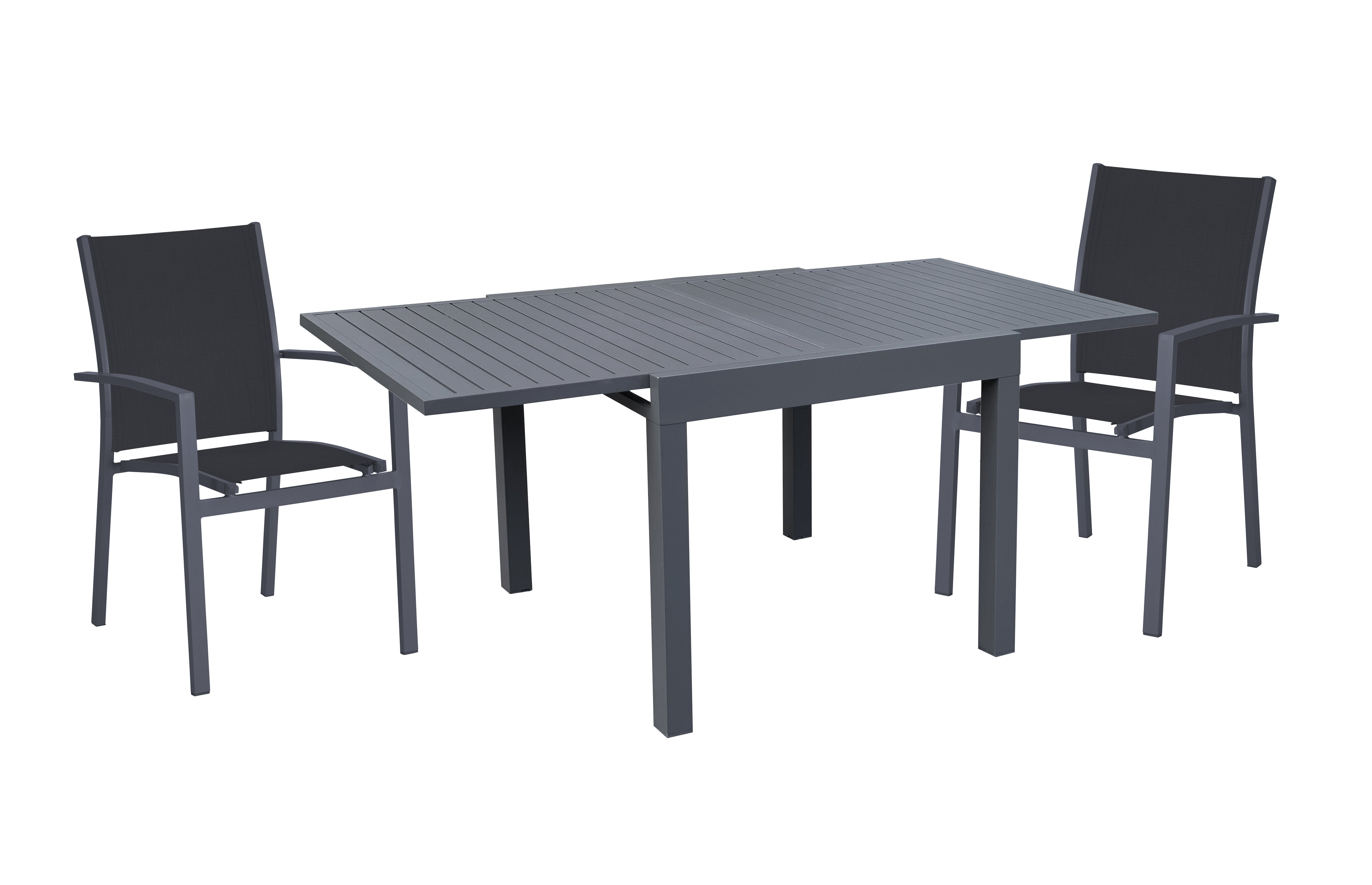 Tischgruppe ELENA 3-tlg. Sitzgruppe Aluminium Ausziehtisch Stapelstühle Garden Pleasure