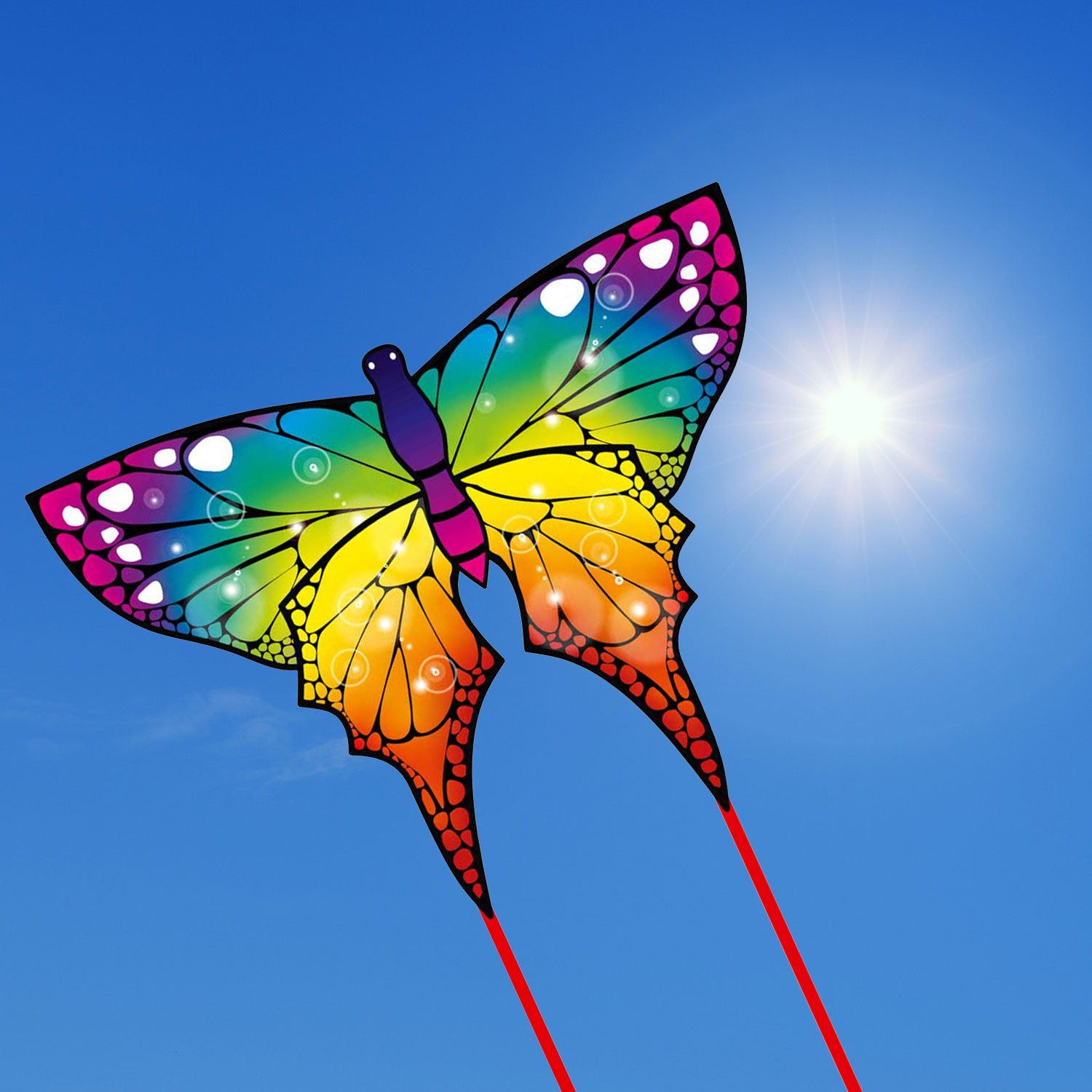 HQ Kinderdrachen Einleiner Butterfly Rainbow 110 cm