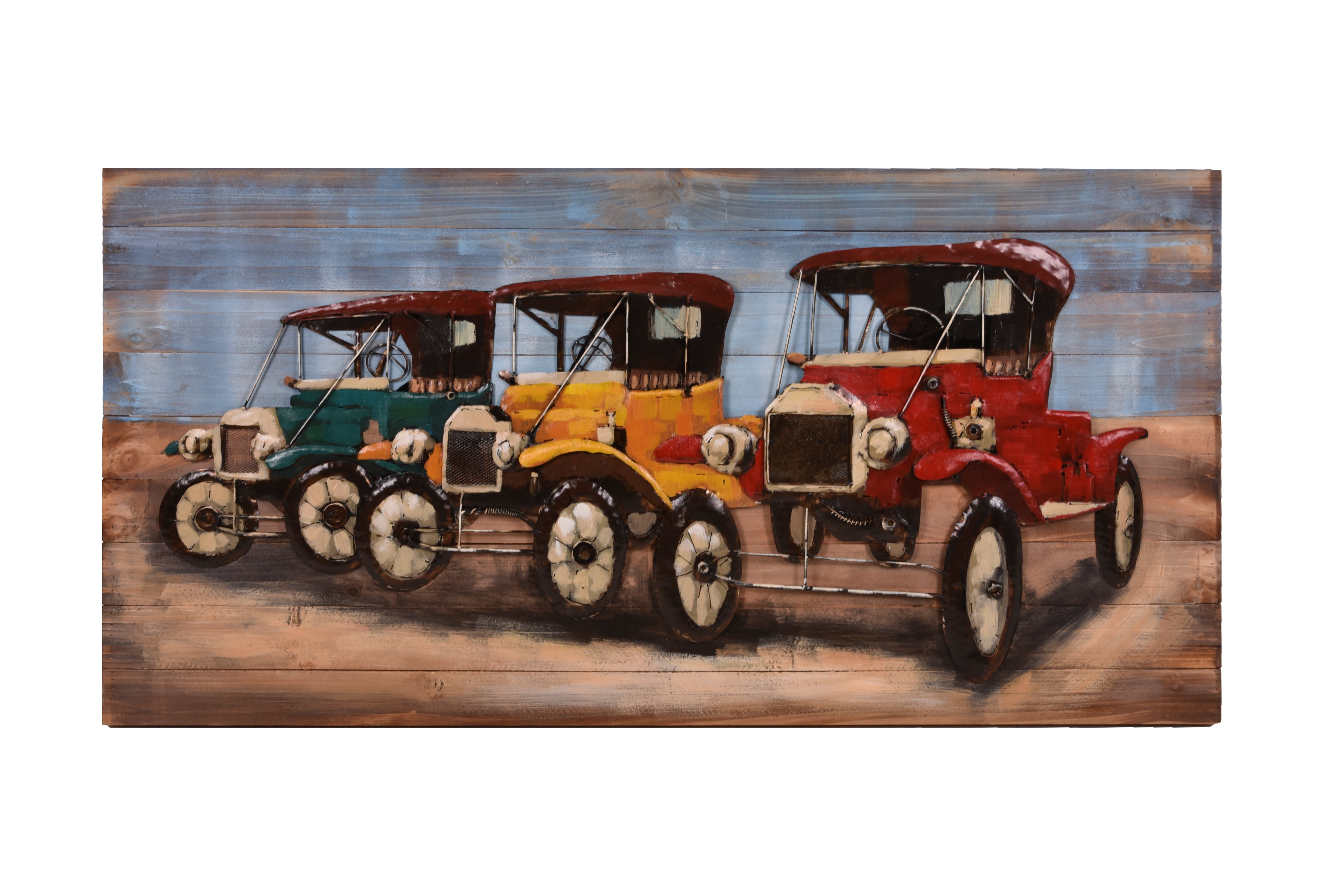 3D Metallbild Oldtimer Wandbild Auto Metall-Deko 3D-Wandkunst bunt Interia Home & Living