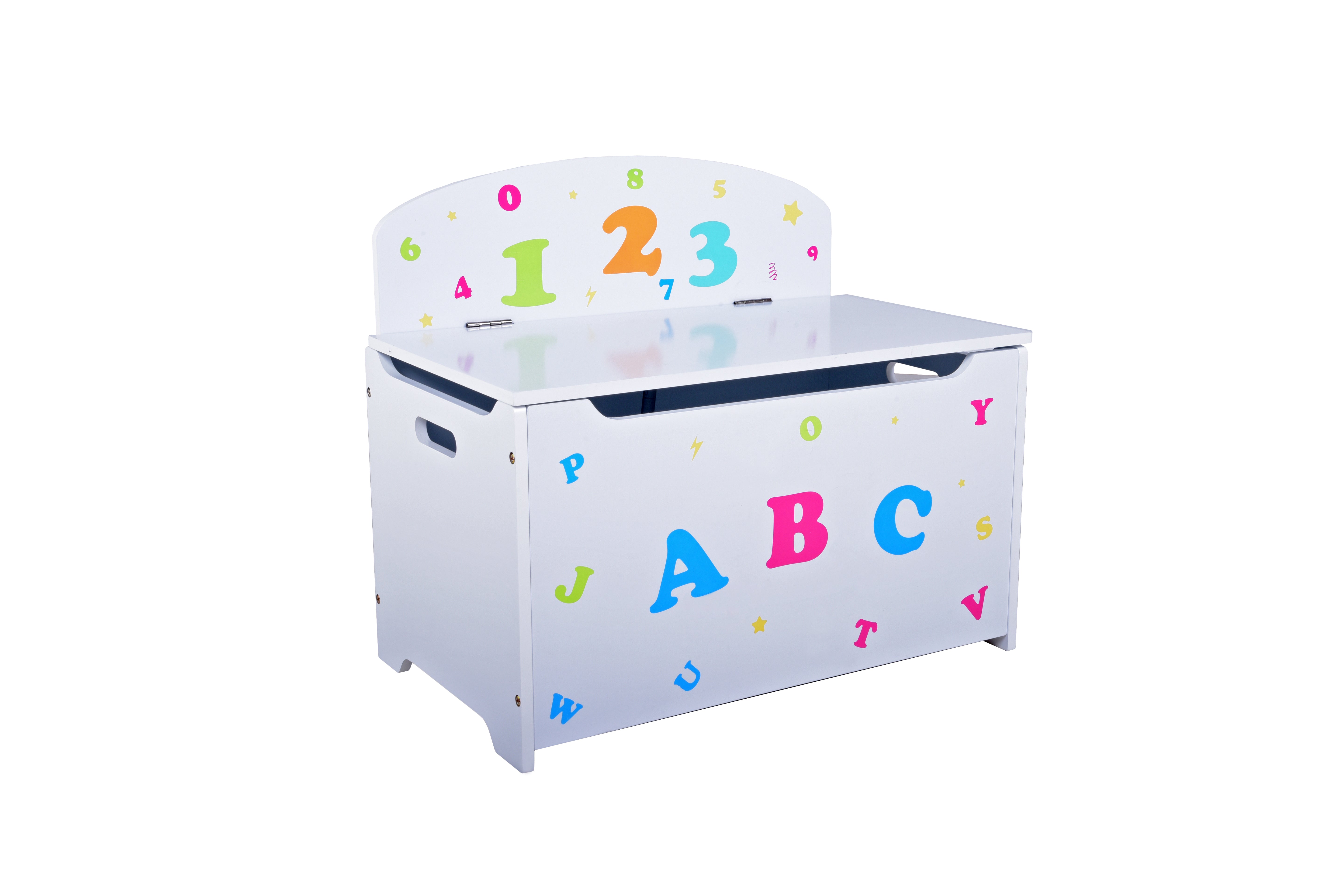 Kinder-Truhenbank ABC Spielzeugkiste Kinderbank mit Stauraum Sitztruhe weiß Deco Pleasure