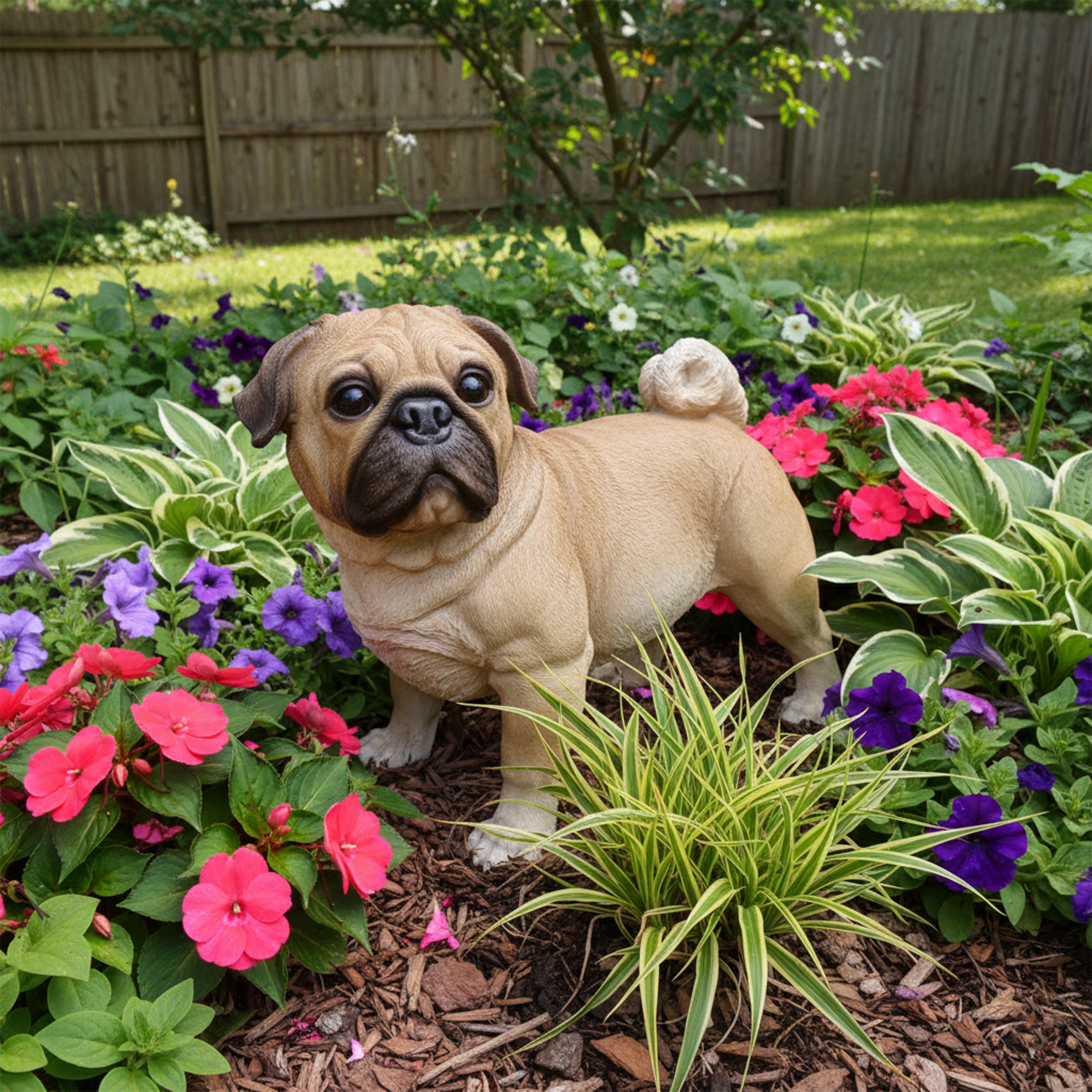 Mops Figur Hundefigur – Mops Deko Gartenfigur Hund Deko Hunde wie echt stehend oder sitzend