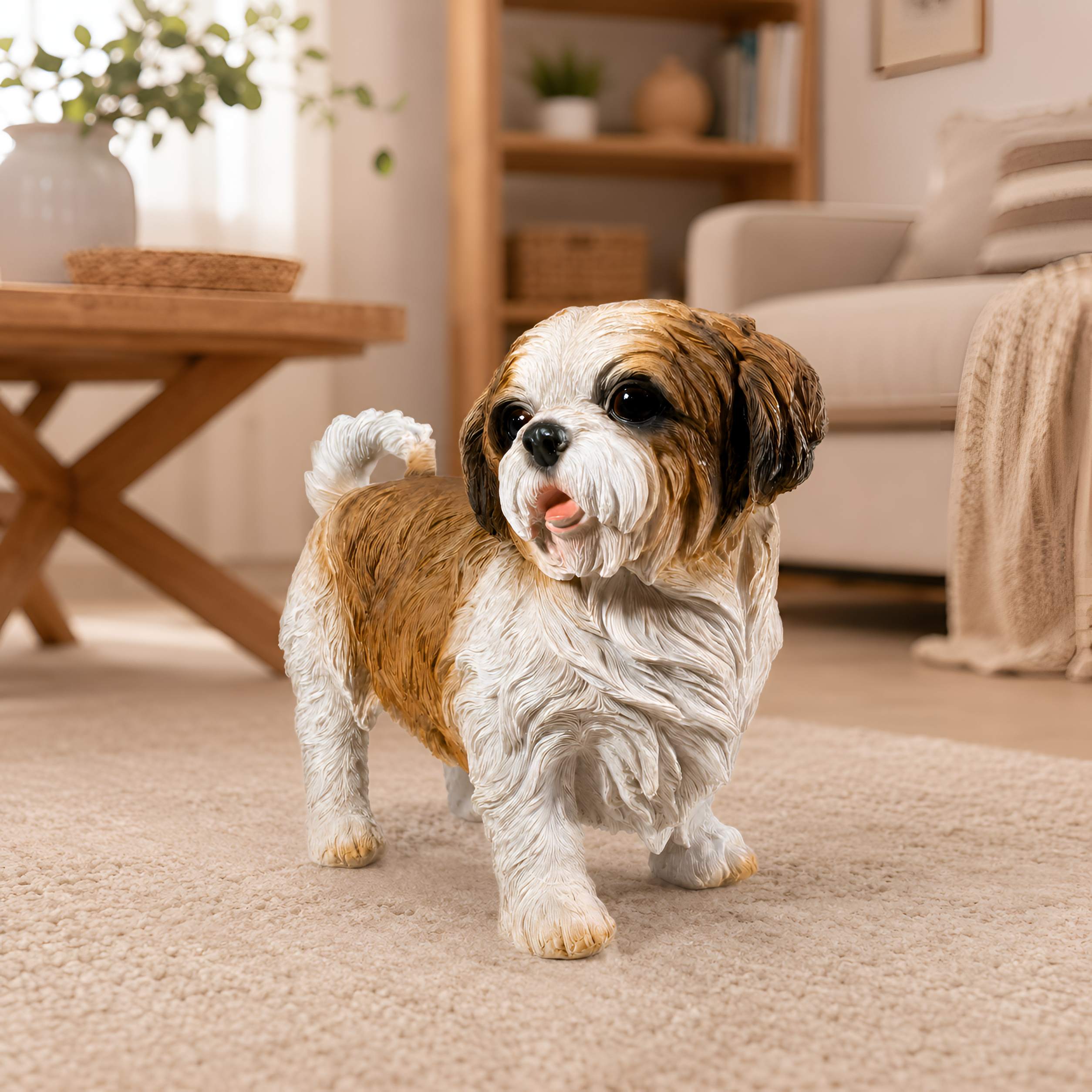 Shih Tzu Hundefigur lebensecht, Deko Hund für Haus & Garten in verschiedenen Größen, Farben & Posen