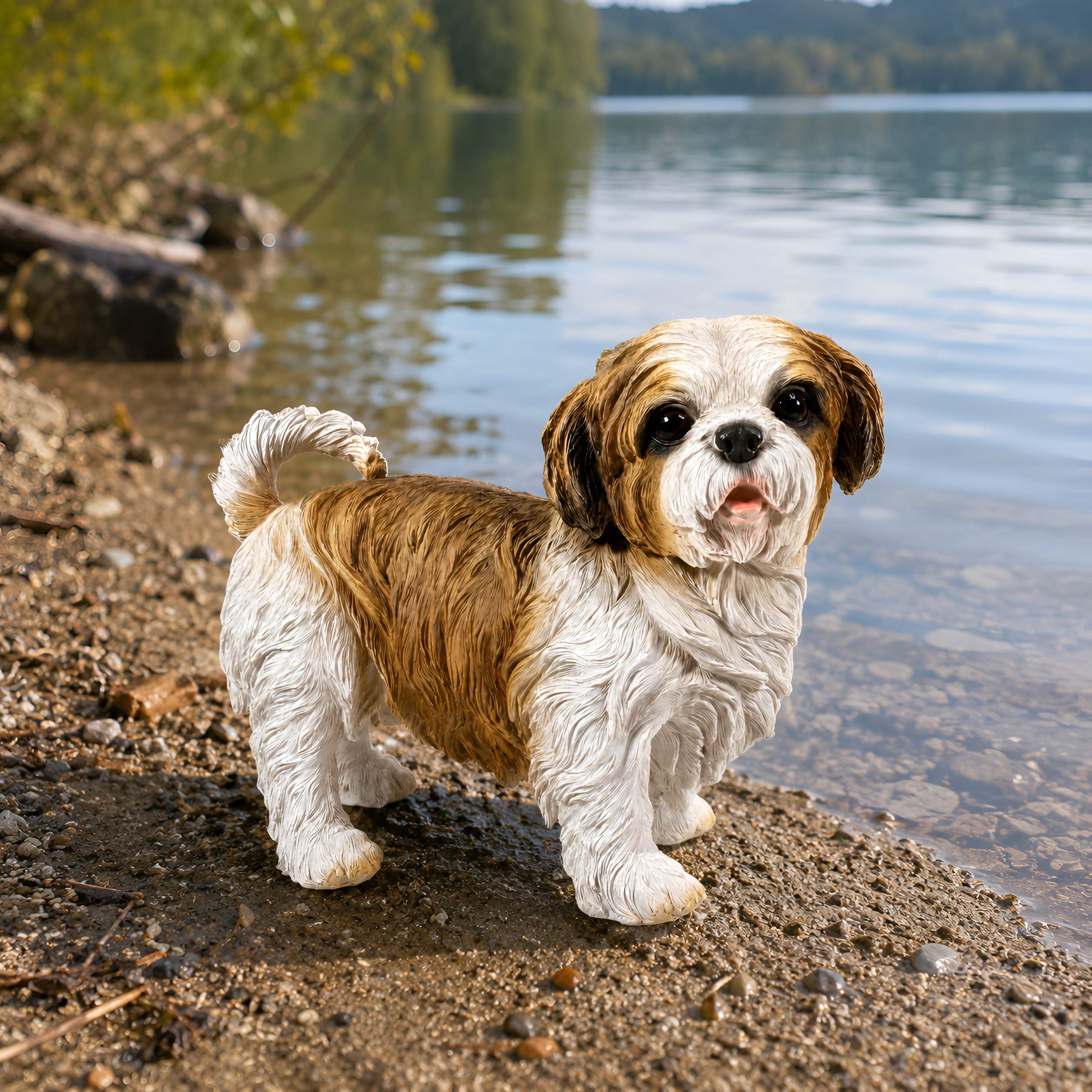 Shih Tzu Hundefigur lebensecht, Deko Hund für Haus & Garten in verschiedenen Größen, Farben & Posen