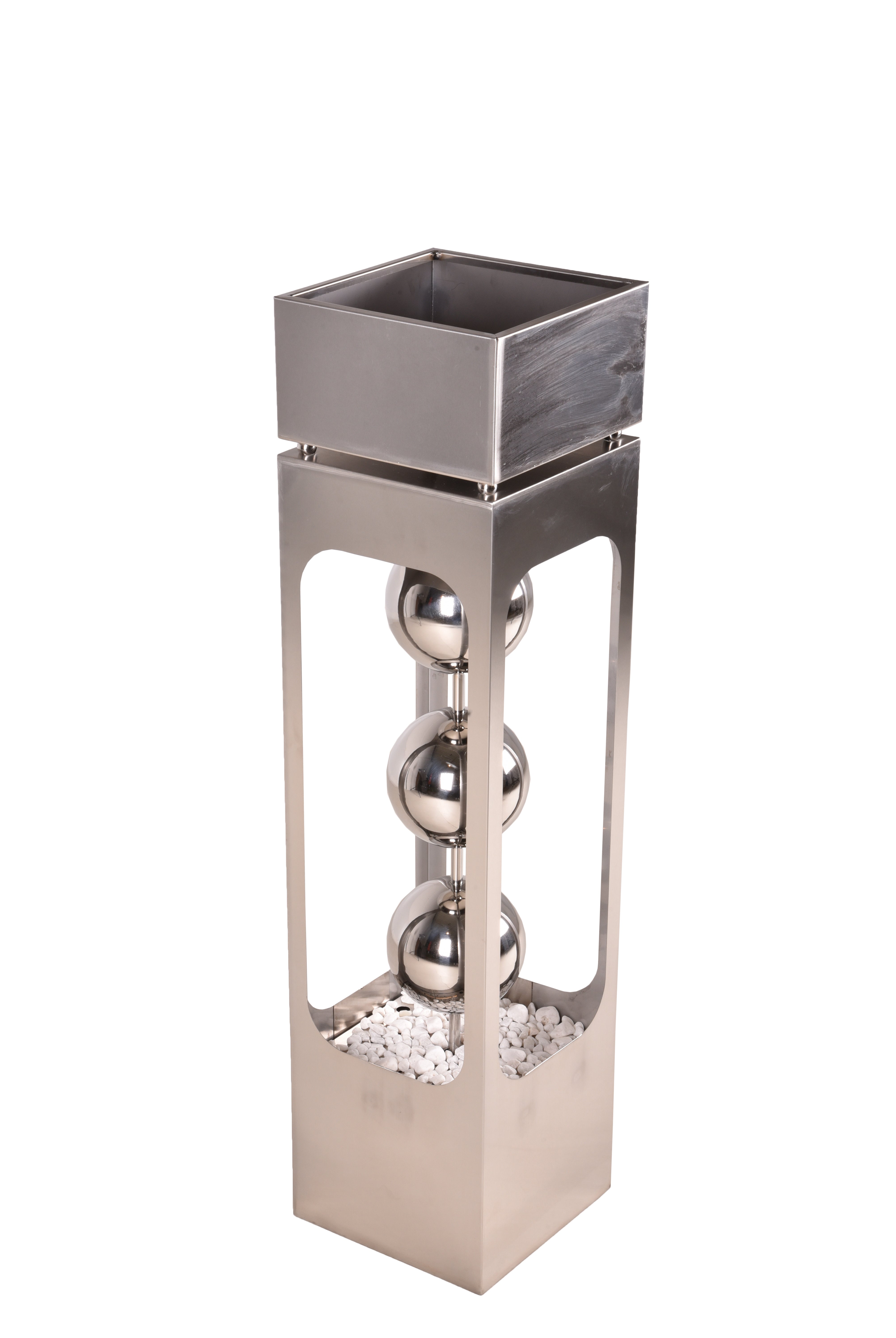 Pflanzsäule KASKADE Edelstahlbrunnen Wasserspiel Pflanzgefäß mit Brunnen Garden Pleasure