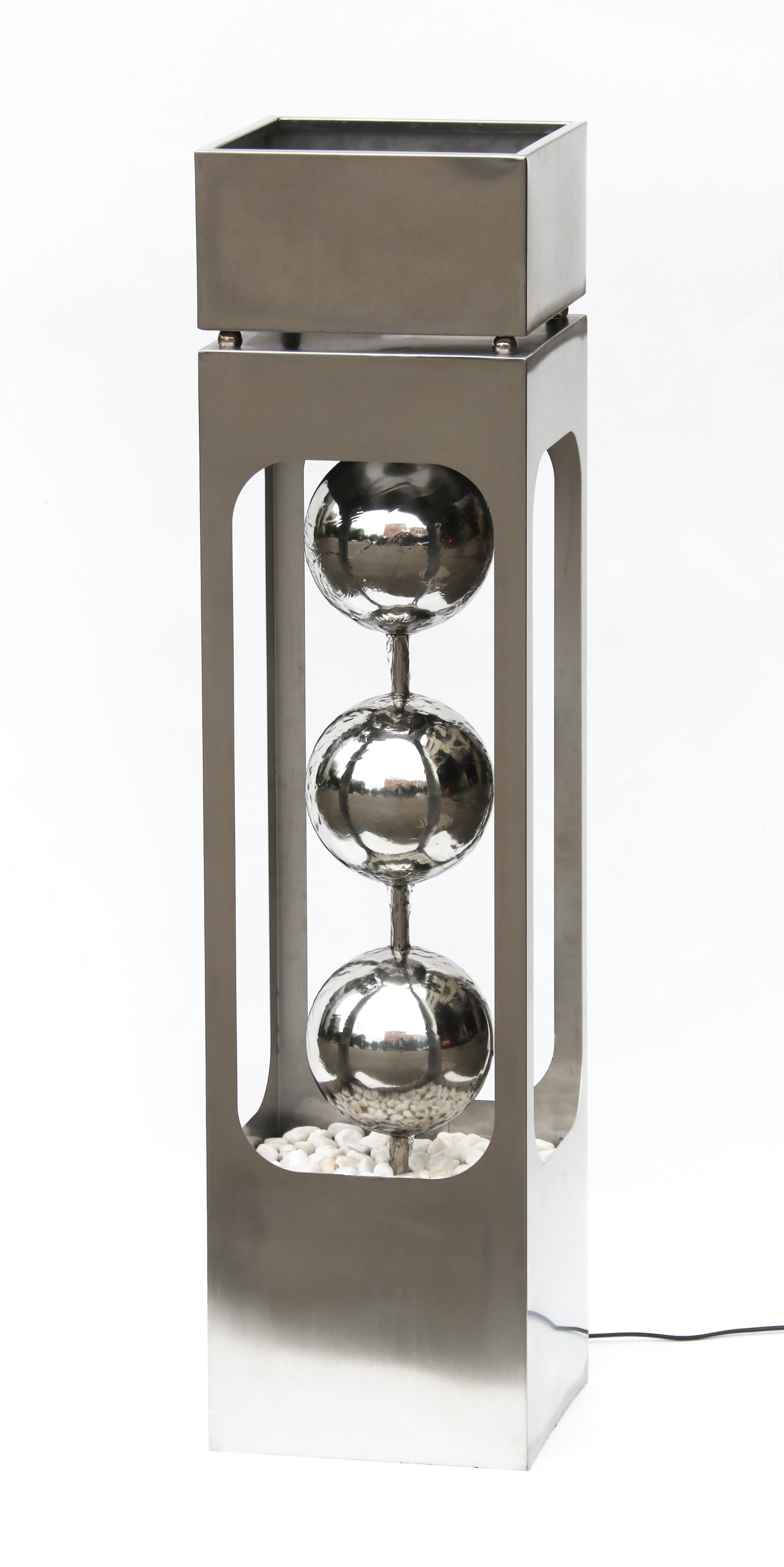 Pflanzsäule KASKADE Edelstahlbrunnen Wasserspiel Pflanzgefäß mit Brunnen Garden Pleasure