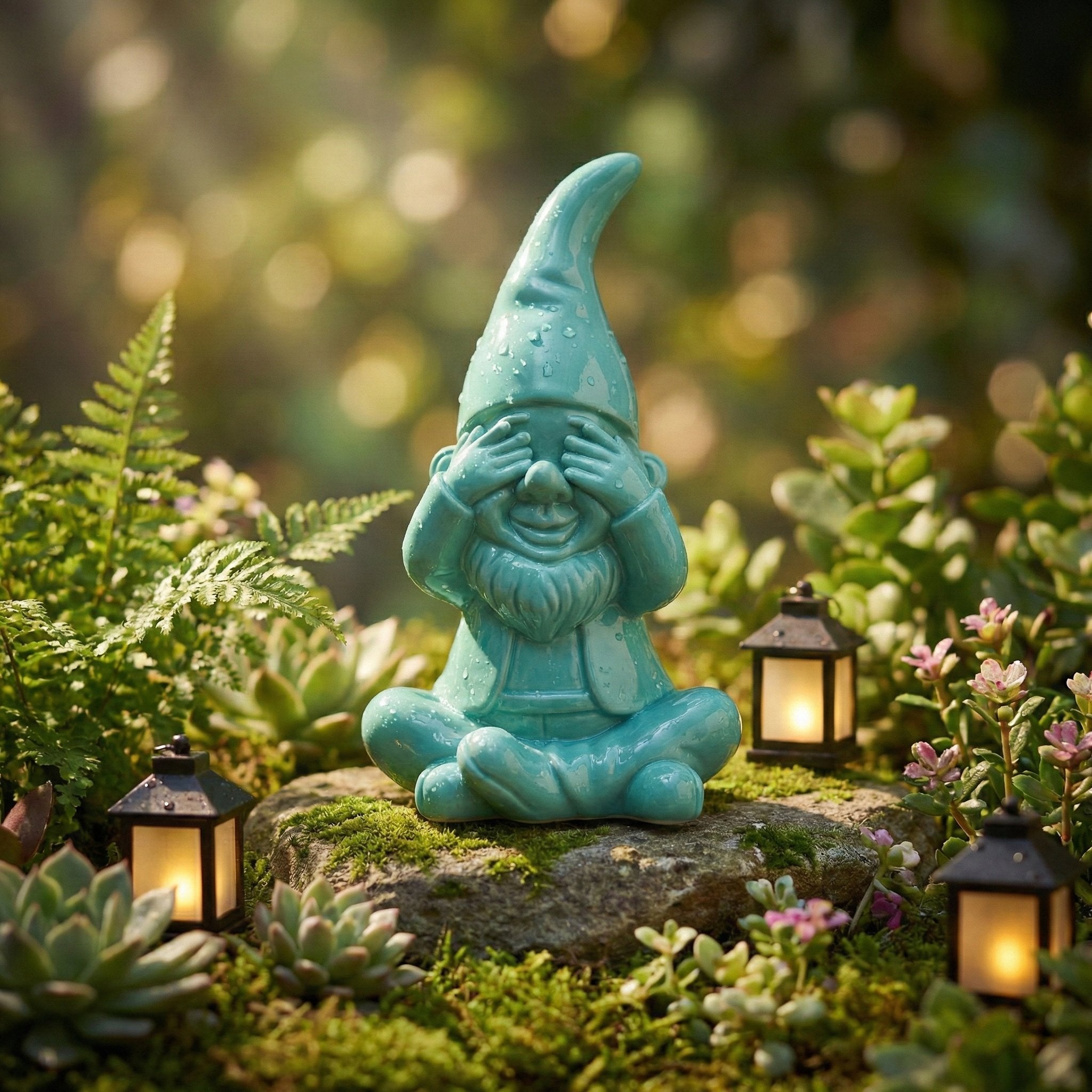 Gartenzwerg nichts sehen -GartenPoser- Zwerg Deko in Pastell Hochglanz 2 Größen 6 Farben (BlindPoser)