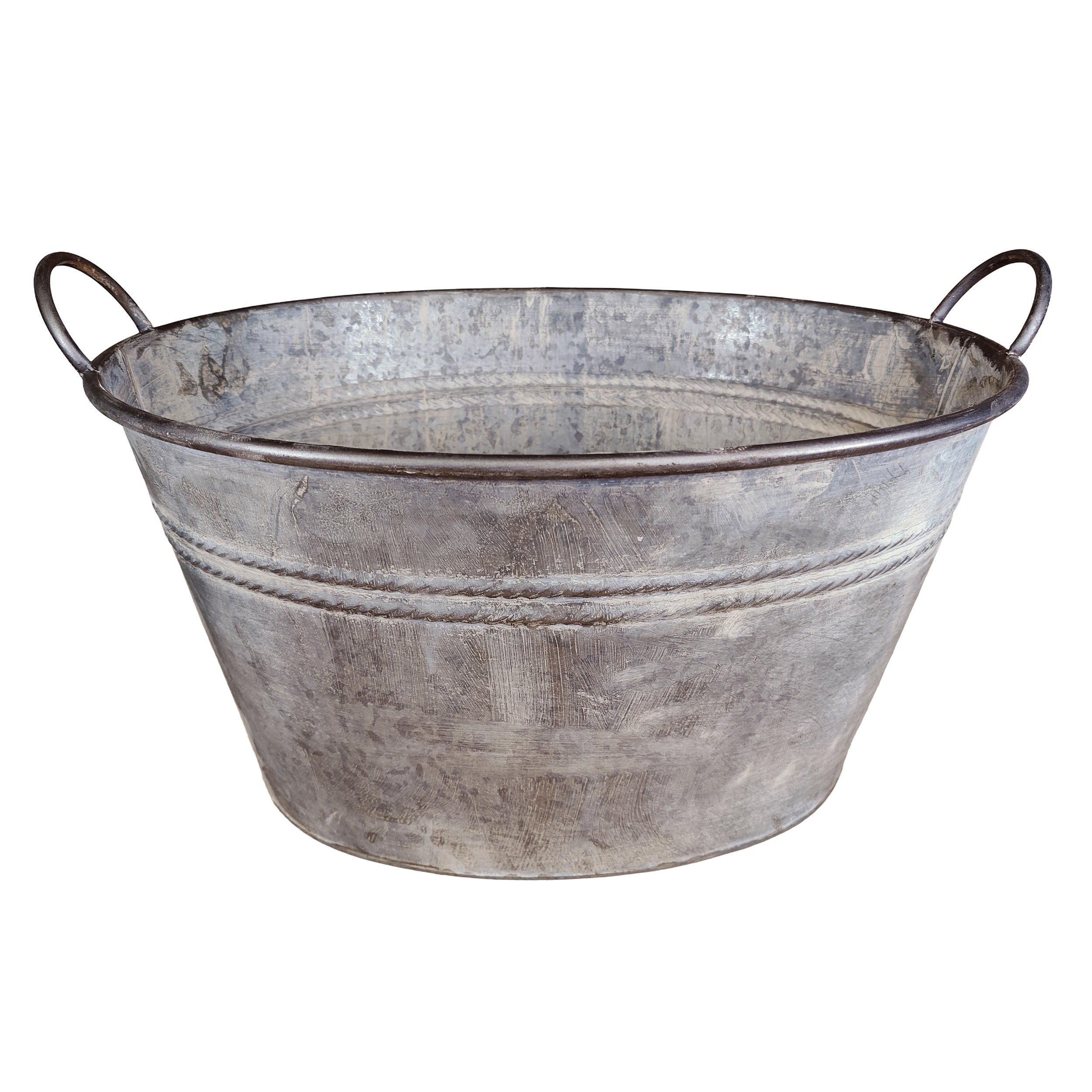 3er Set Zinkwanne oval verzinkt - Pflanzwanne Metall für Garten, Terrasse & Deko Blumentopf, Pflanztopf