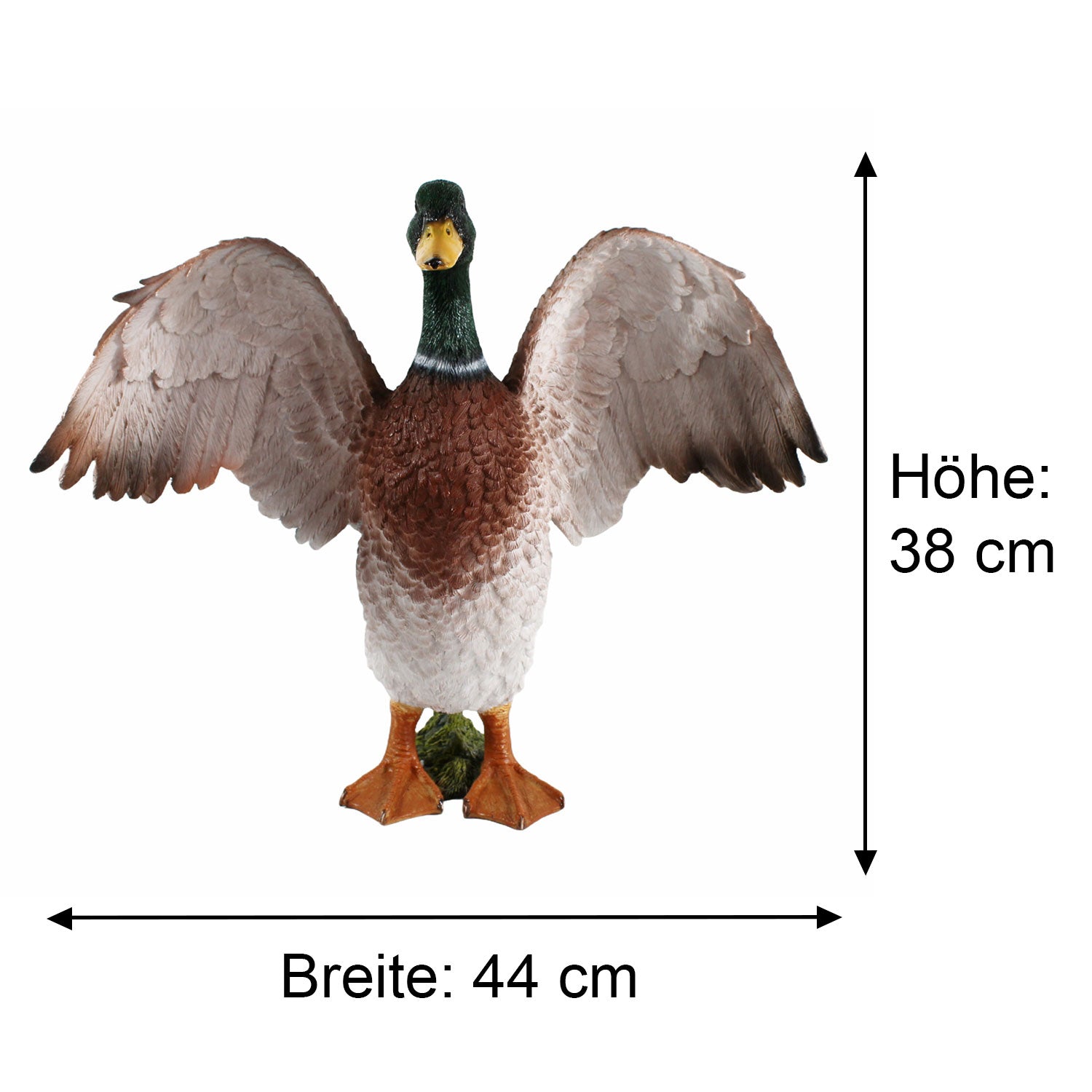 Enten Figur XL Deko Ente Groß mit geöffneten Flügeln Deko Enten für den Garten