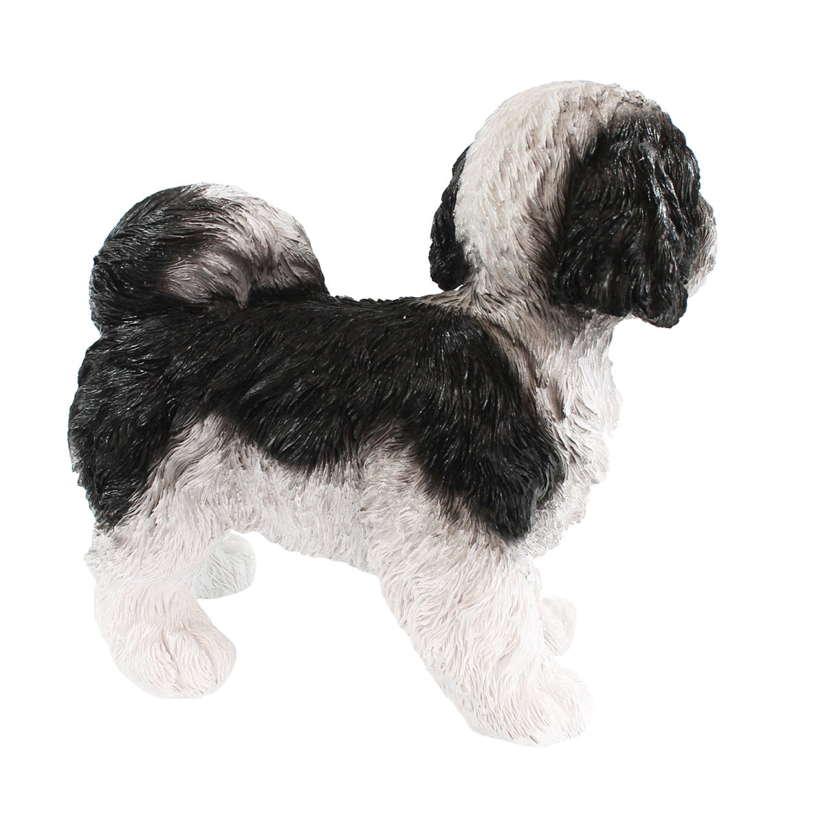 Hunde Figur Shih Tzu Welpe stehend schwarz-weiß Hund Tierfigur Hundefigur