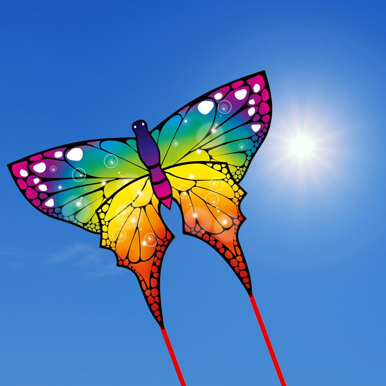 HQ Kinderdrachen Einleiner Butterfly Rainbow 97 cm