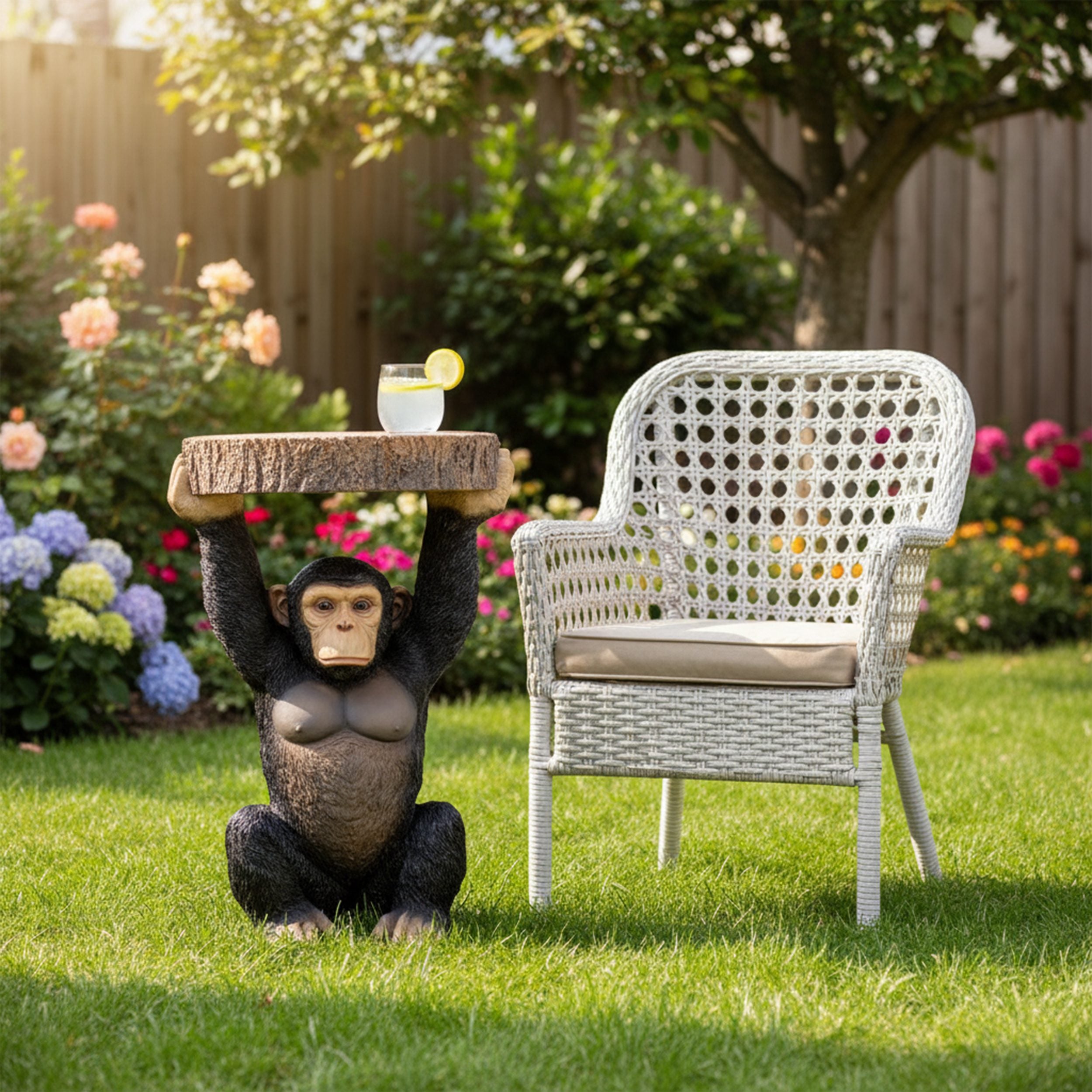 Beistelltisch Tiere Affe als Telefontisch - Beistelltisch Design klein für Garten & Wohnbereich