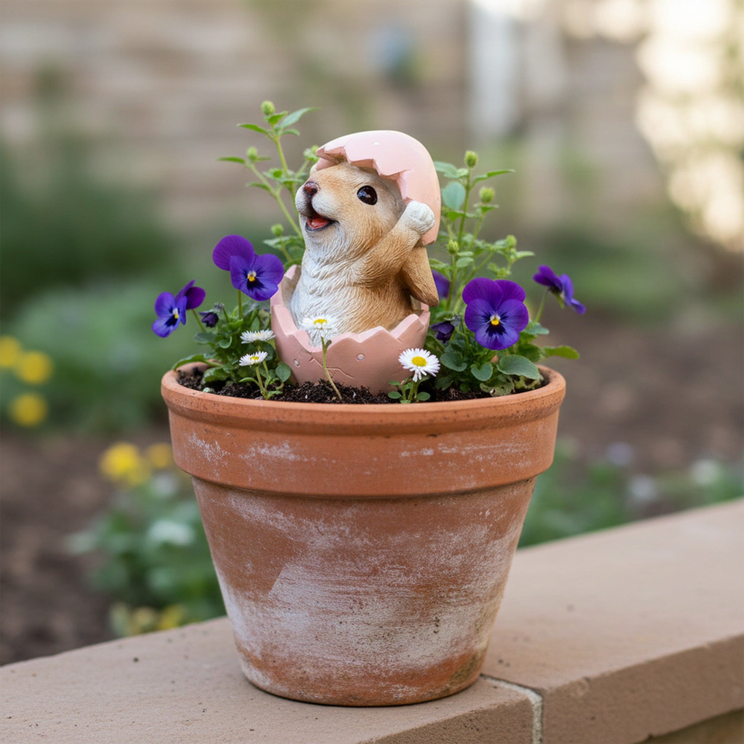 Hasenfigur im Ei als Deko Hase - Osterhase Figur für Osterdeko, Frühlingsdeko & Ostern zu Hause
