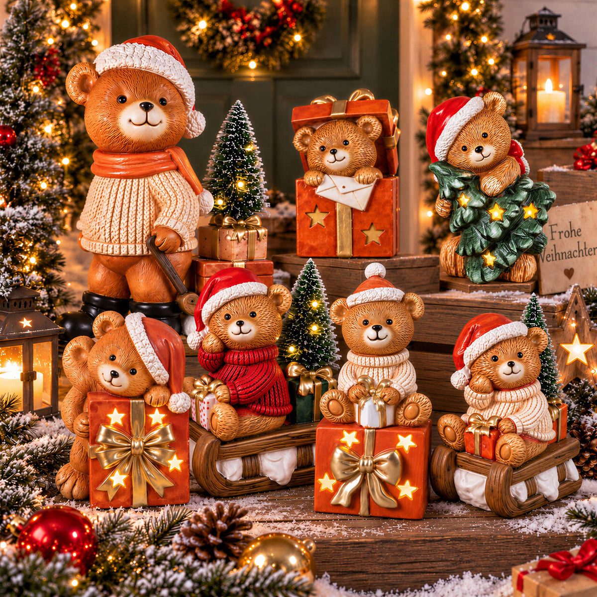 Bär Figur LED Weihnachtsdeko mit Batterie Weihnachtsbär Tischdeko Varianten
