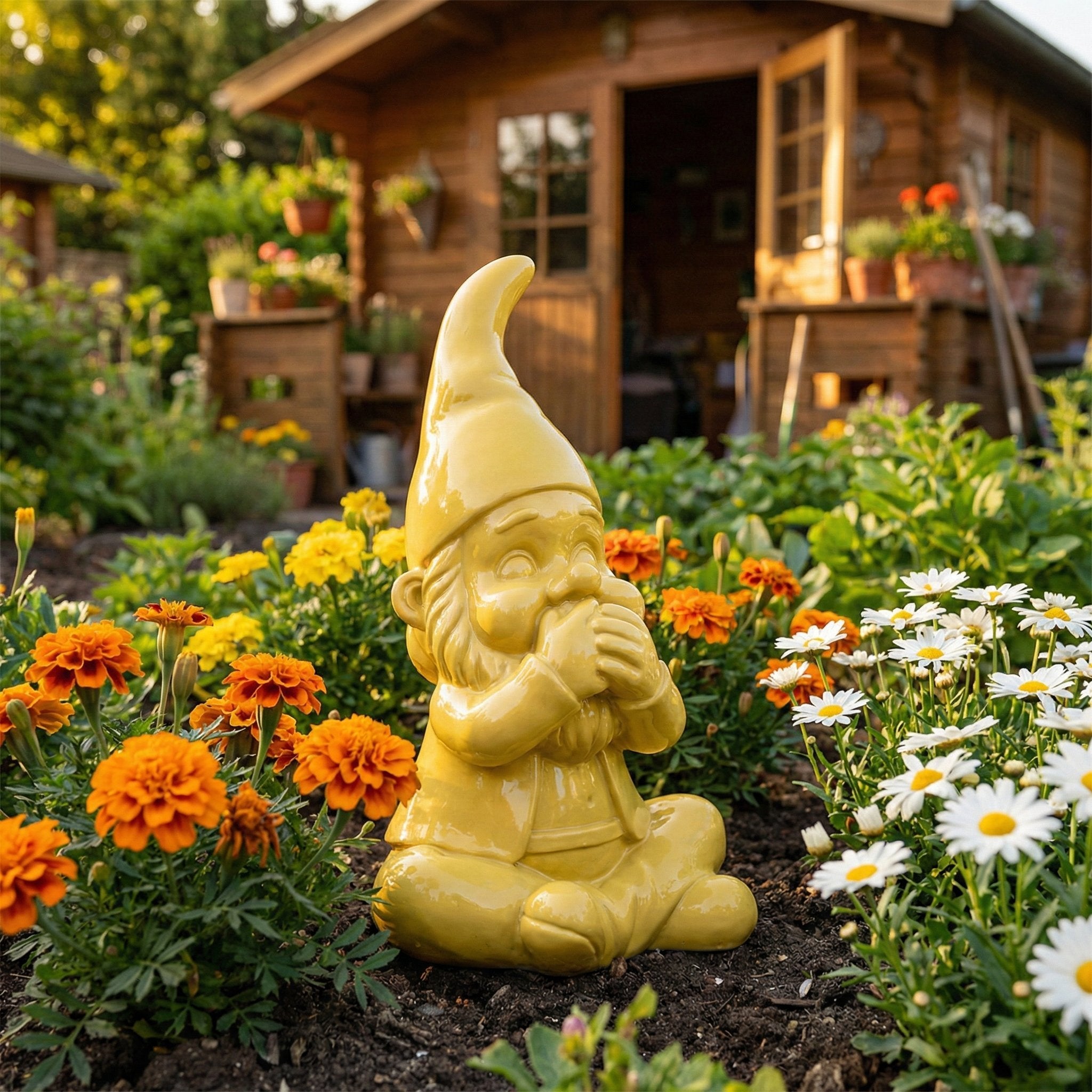 Gartenzwerg nichts sagen -GartenPoser- Zwerg Deko in Pastell Hochglanz 2 Größen 6 Farben (MutePoser)