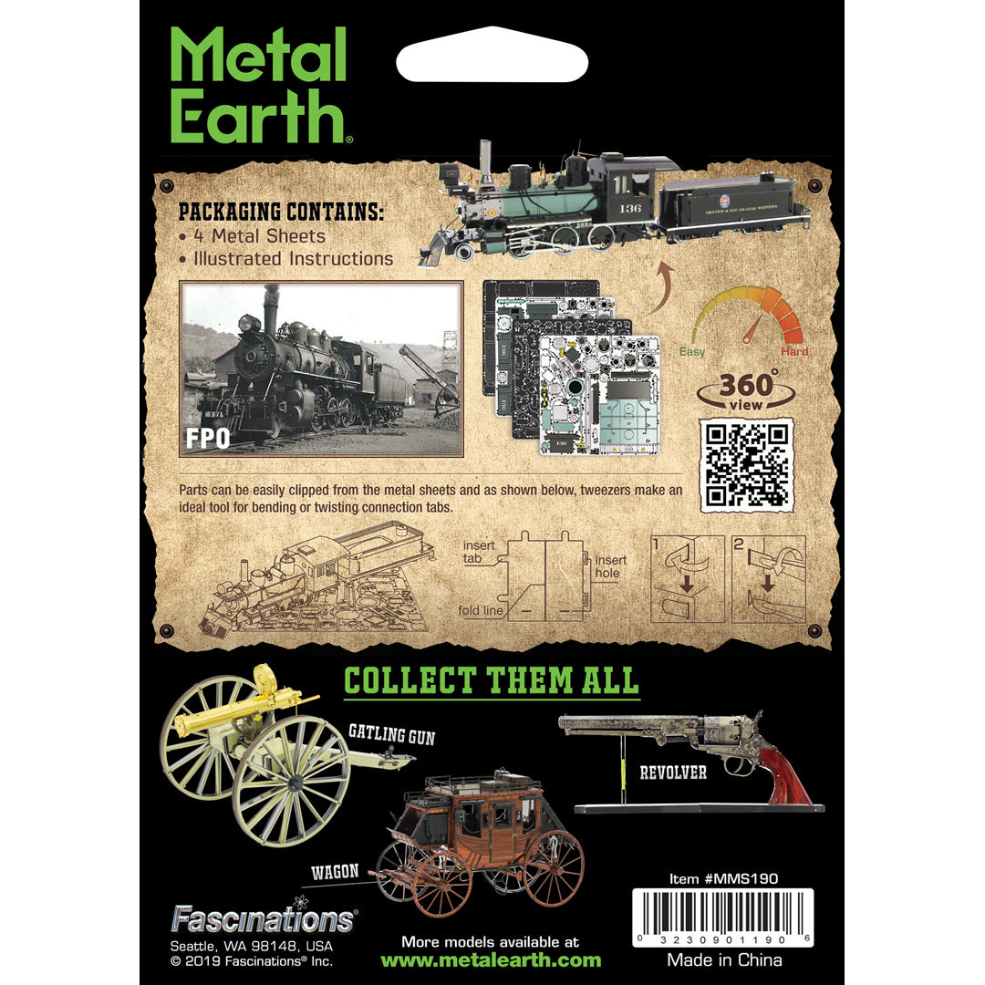 Metal Earth Wild West 2-6-0 Locomotive MMS190 Modellbausatz Puzzle DIY Bausatz präzise gelasert stabil langlebig
