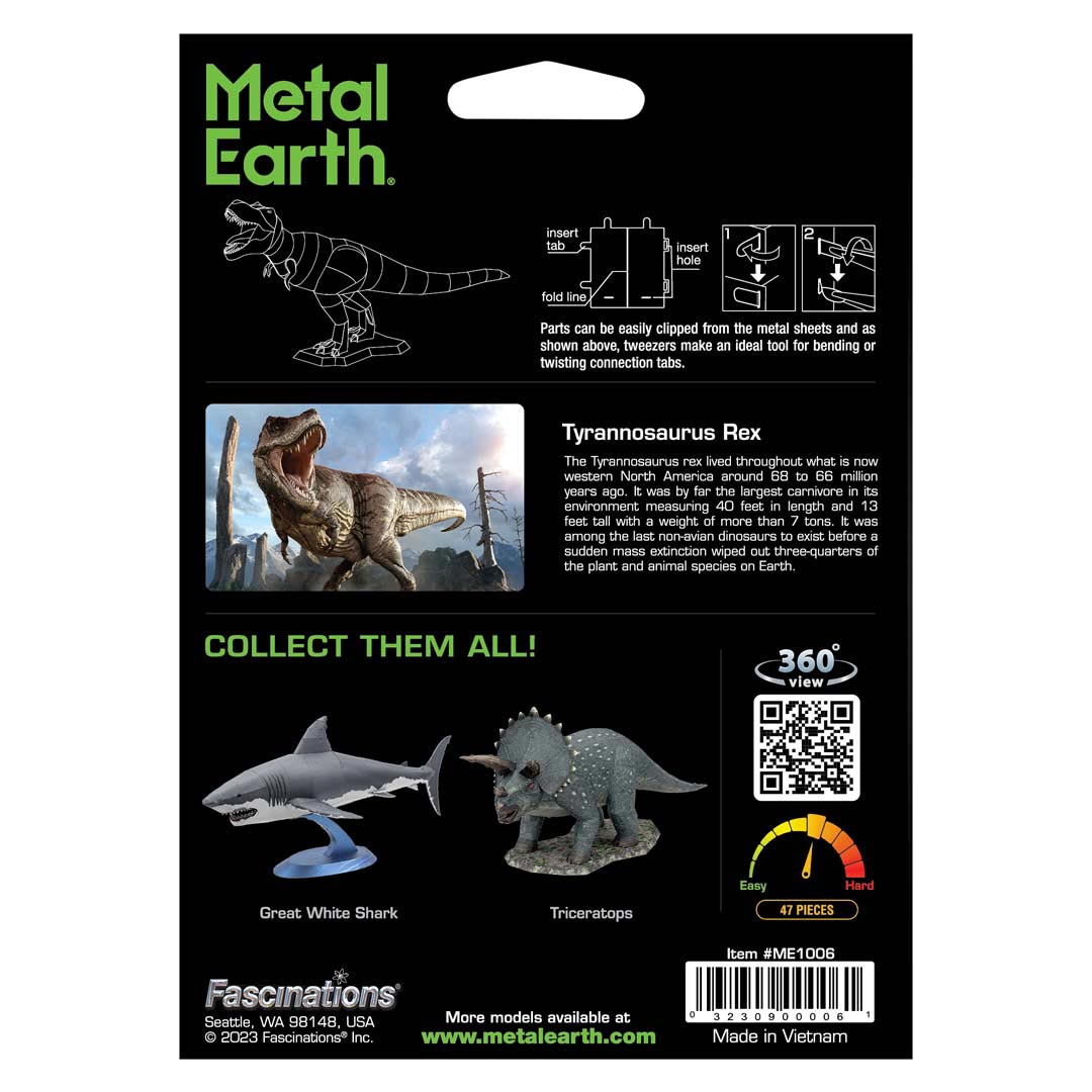 Metal Earth Tyrannosaurus Rex (farbiges Modell) ME1006 Modellbausatz Puzzle DIY Bausatz präzise gelasert stabil langlebig