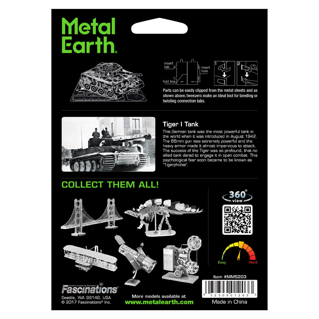 Metal Earth Tiger I Tank MMS203 Modellbausatz Puzzle DIY Bausatz präzise gelasert stabil langlebig