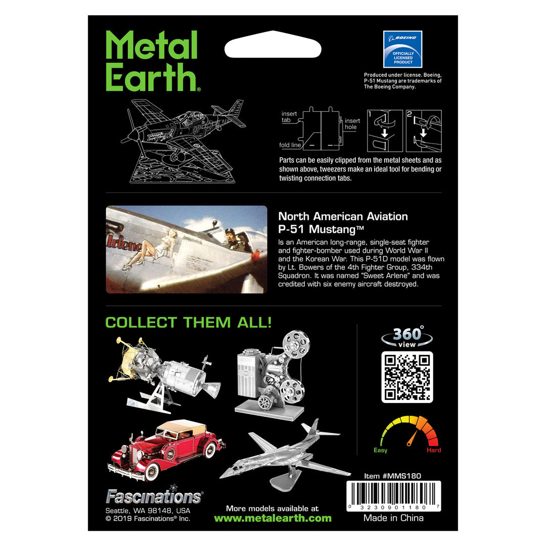 Metal Earth P-51D Mustang Sweet Arlene MMS180 Modellbausatz Puzzle DIY Bausatz präzise gelasert stabil langlebig