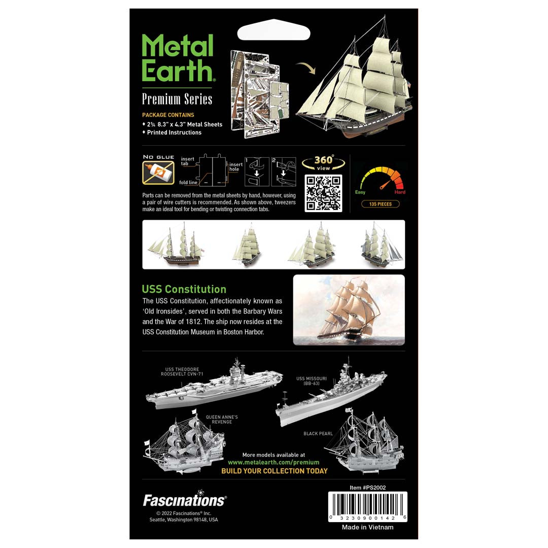 Metal Earth USS Premium Series USS Constitution PS2002 Modellbausatz Puzzle DIY Bausatz präzise gelasert stabil langlebig