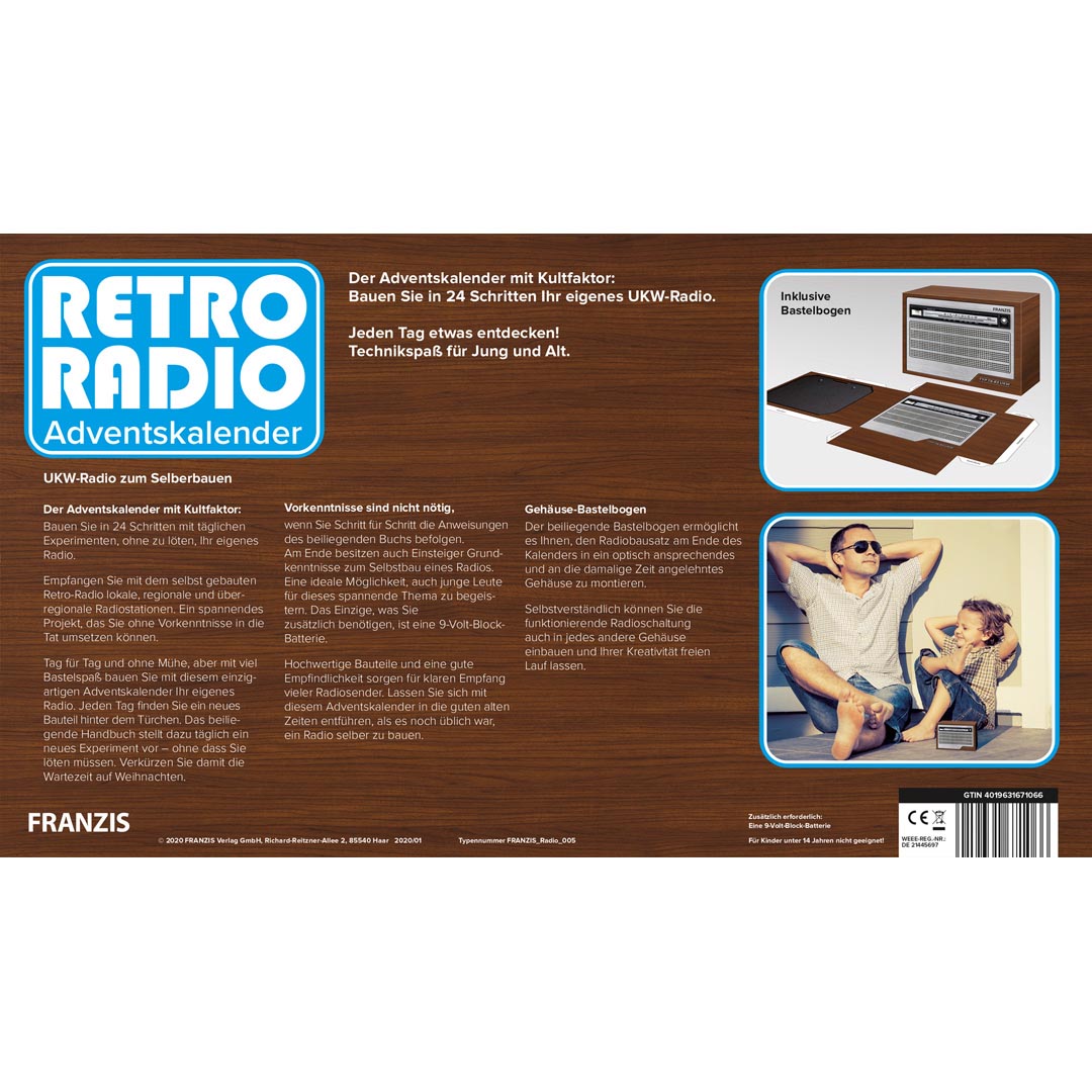 Adventskalender RETRO-Radio zum Selberbauen Weihnachtskalender Elektronik-Bausatz für Tüftler Franzis