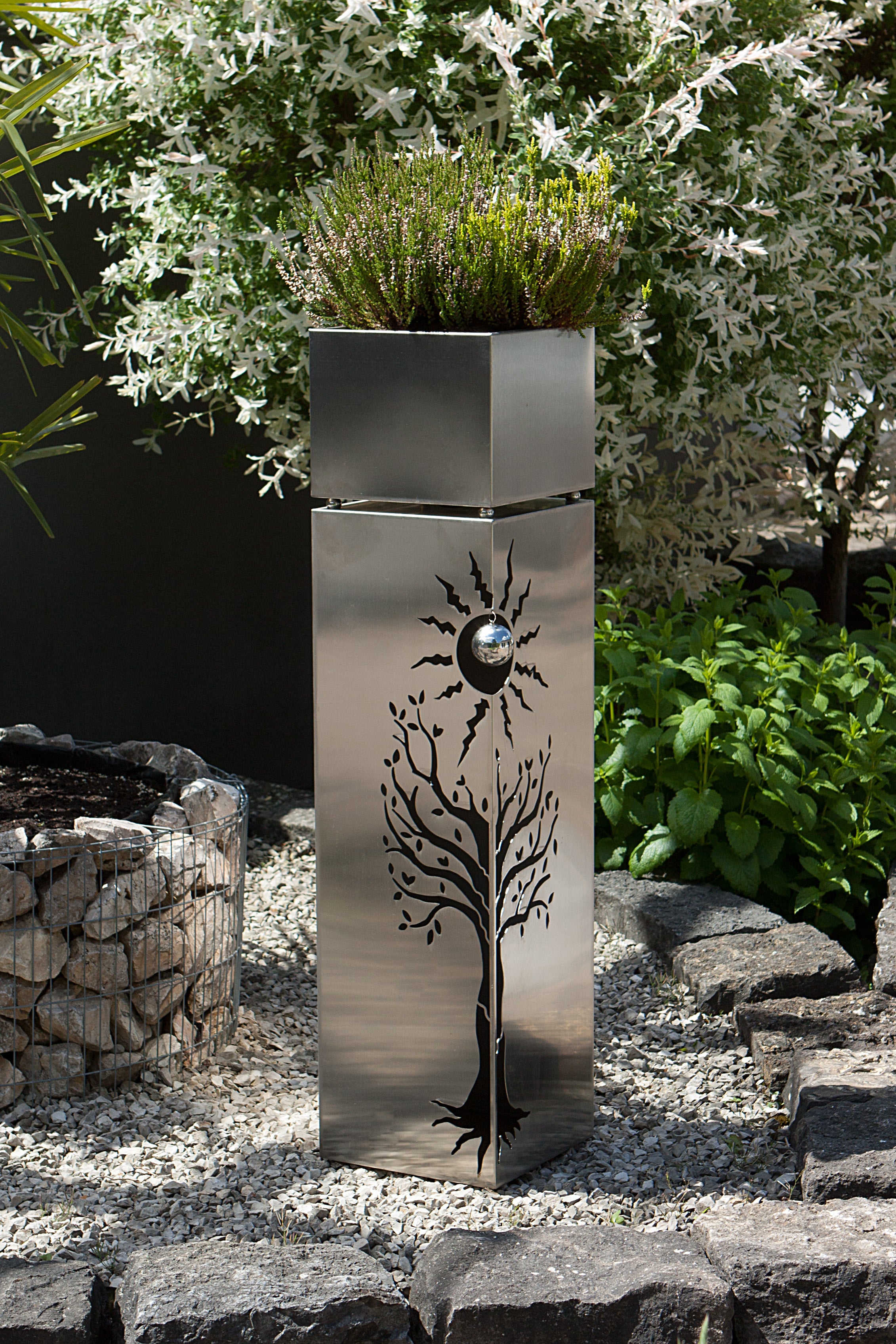 Pflanzsäule BUCHE Dekosäule Blumenständer Edelstahl Garden Pleasure