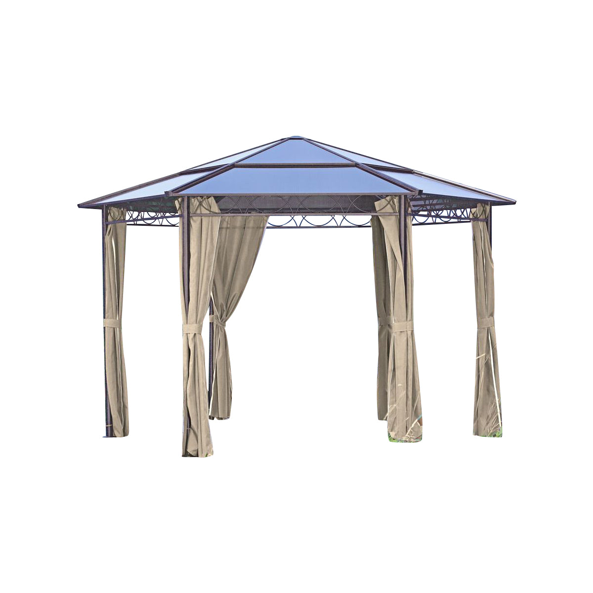 Pavillon SALMON 6-eckig Gartenzelt Garden Pleasure exklusiv stabil Outdoor mit Seitenteilen Polycarbonatdach