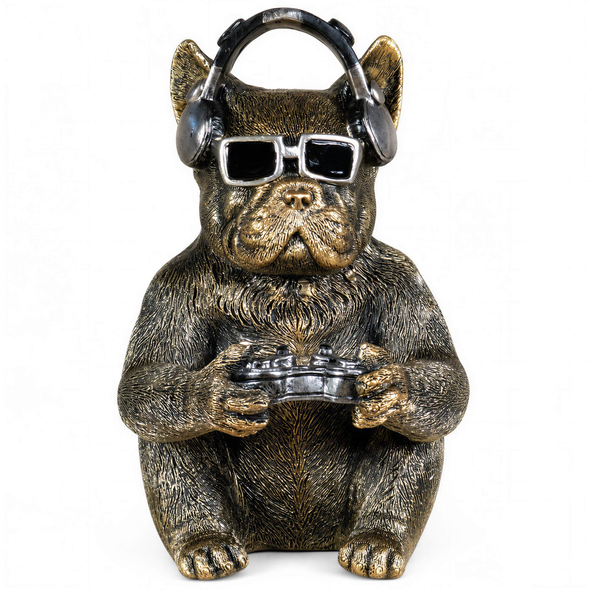 Gamer Hund Figur Urban Royals Hundefigur mit Controller Kopfhörer Gaming Deko