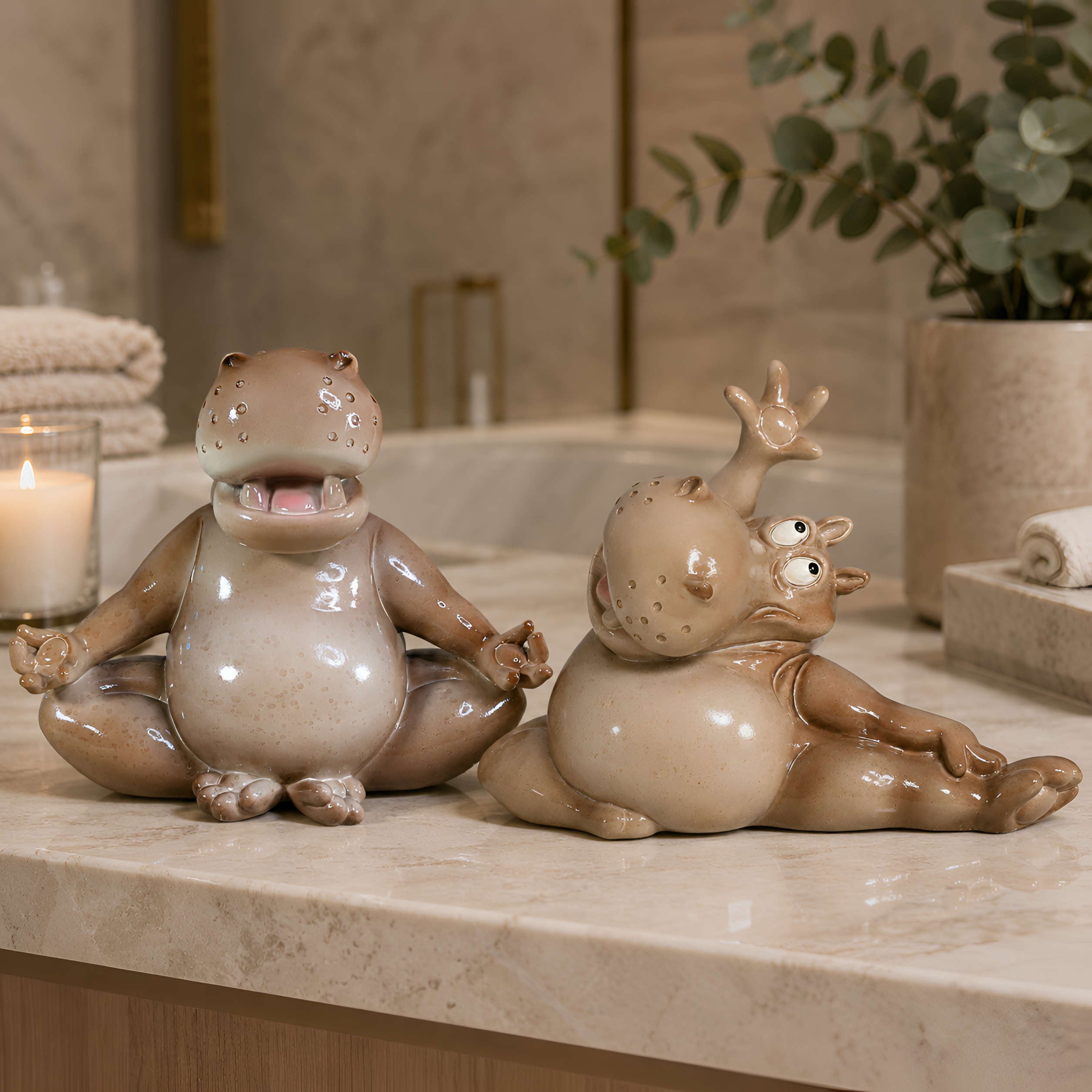 Yoga Nilpferd Figur glänzend sitzend & Stretch für innen und außen