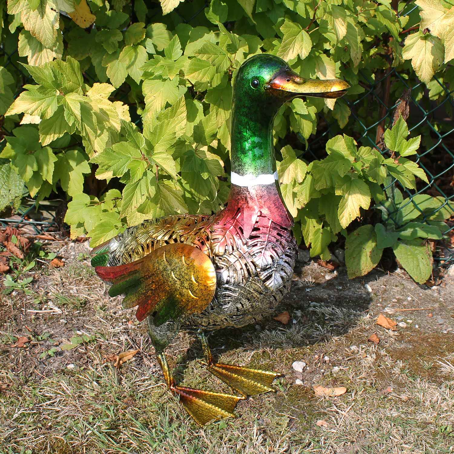 Deko Enten für den Garten aus Metall handbemalt – Deko Ente groß in verschiedenen Farben für Innen- und Außenbereich