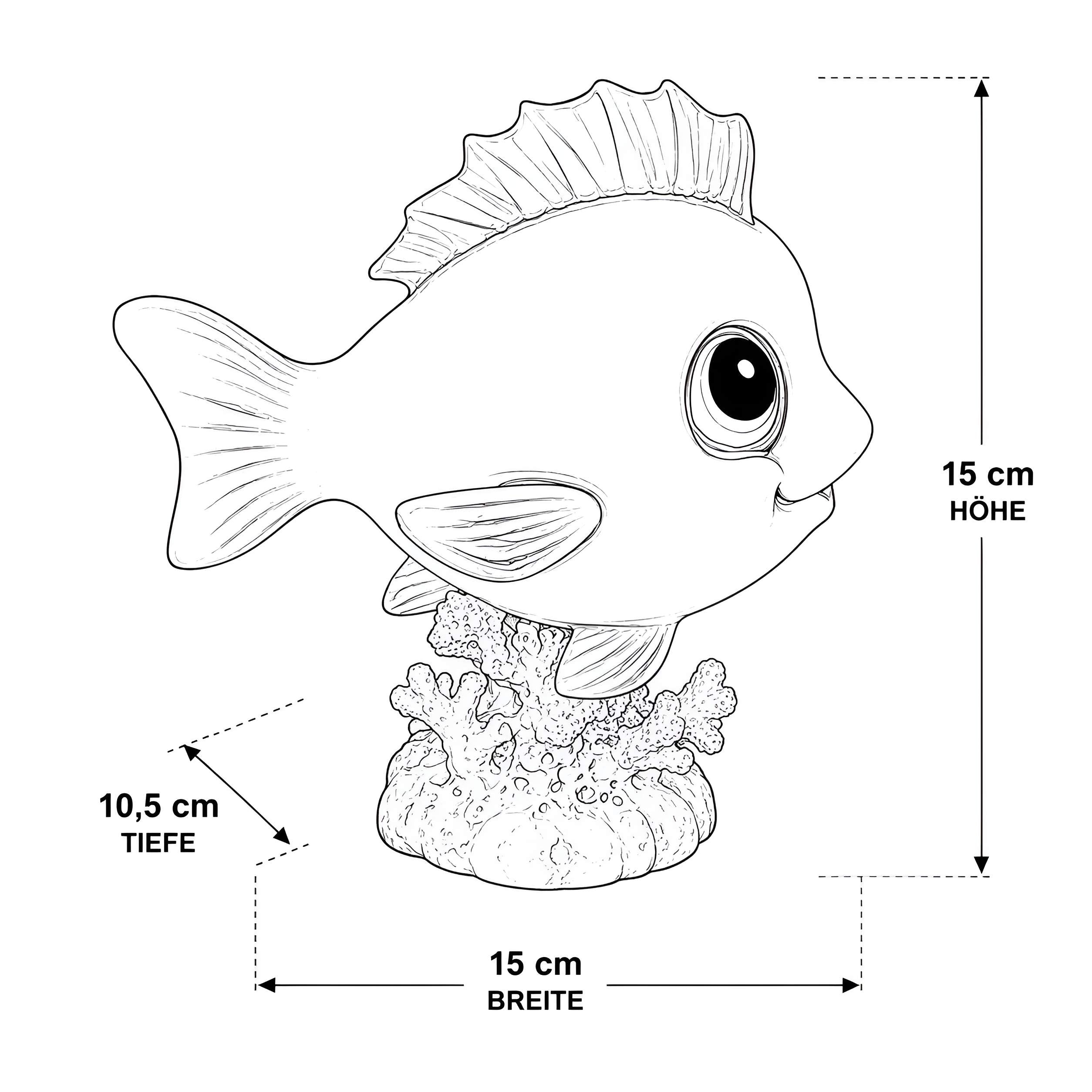 Fisch Figur glänzend Blau & Orange für maritime Deko innen und außen