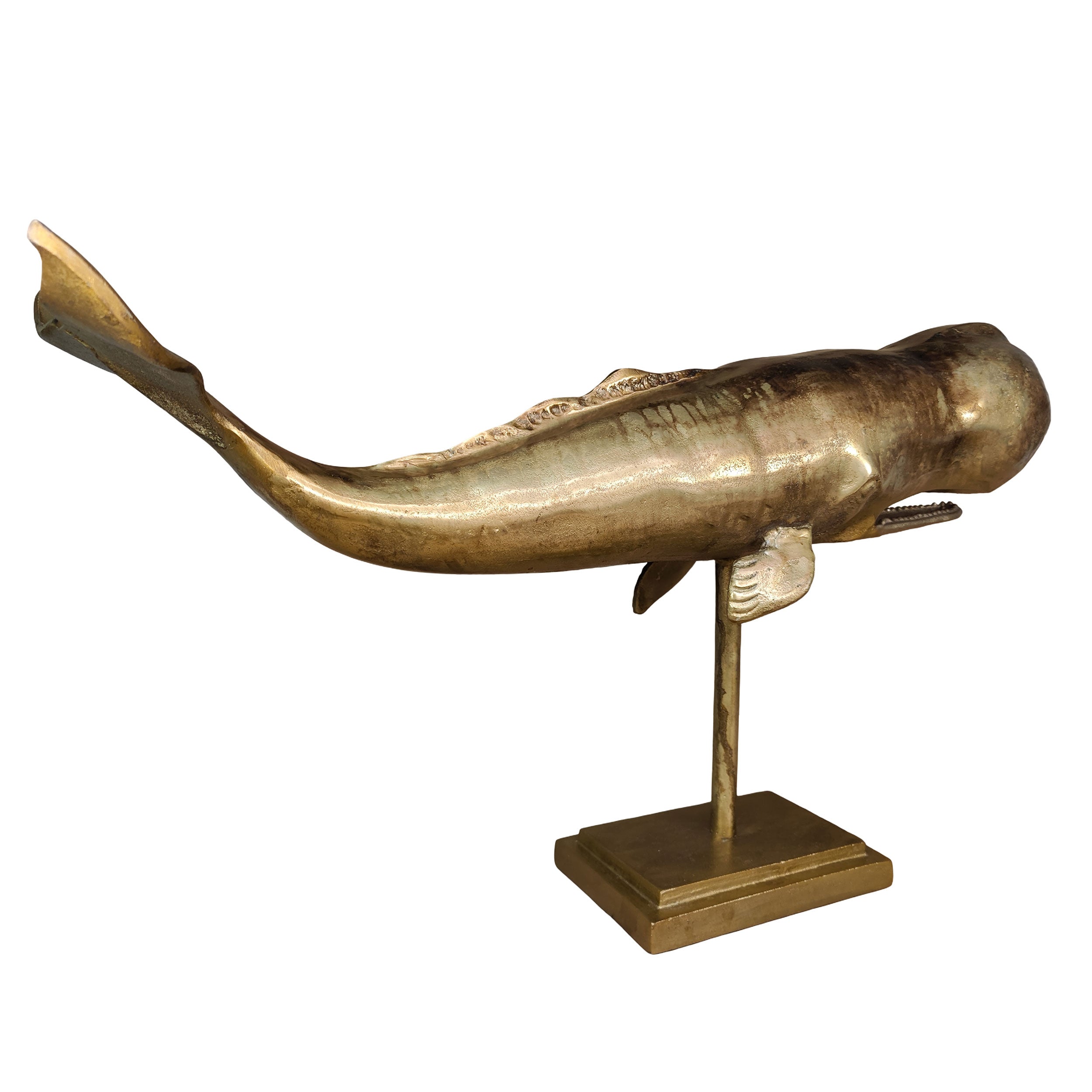 Pottwal Figur Wal Deko in Gold als hochwertige maritime Deko für Wohnzimmer & Büro