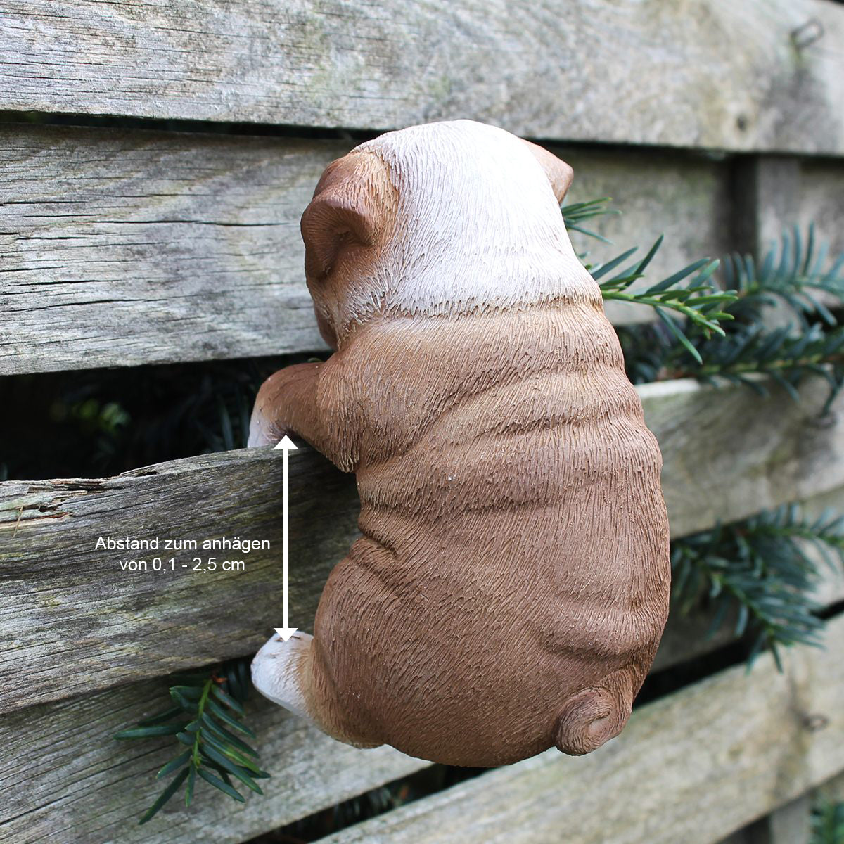 Bulldogge Figur zum Hängen Hundefigur für Blumentopf Zaun & Regal