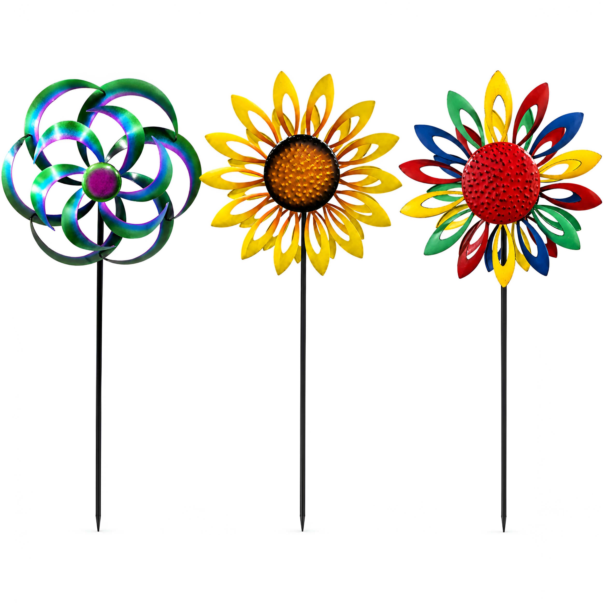 Windrad Garten Metall gegenläufig Windrad für den Garten mit Erdspieß 120 cm