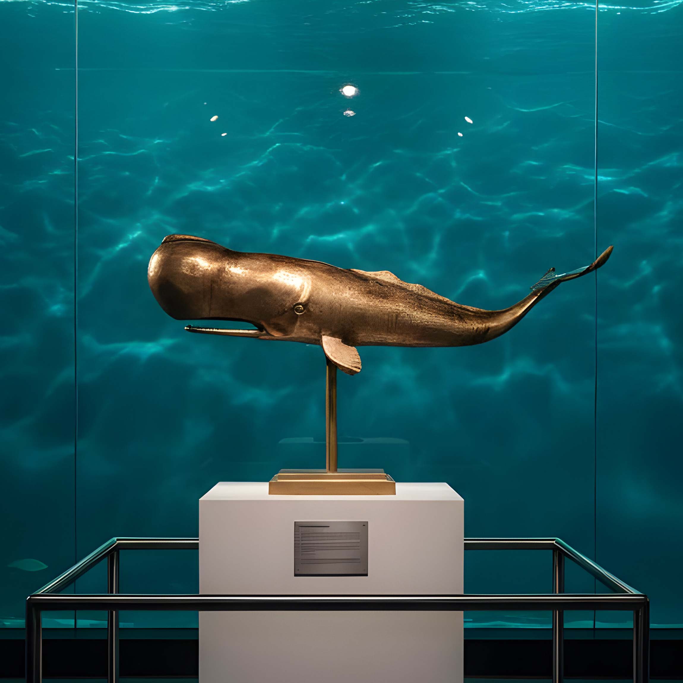 Pottwal Figur Wal Deko in Gold als hochwertige maritime Deko für Wohnzimmer & Büro