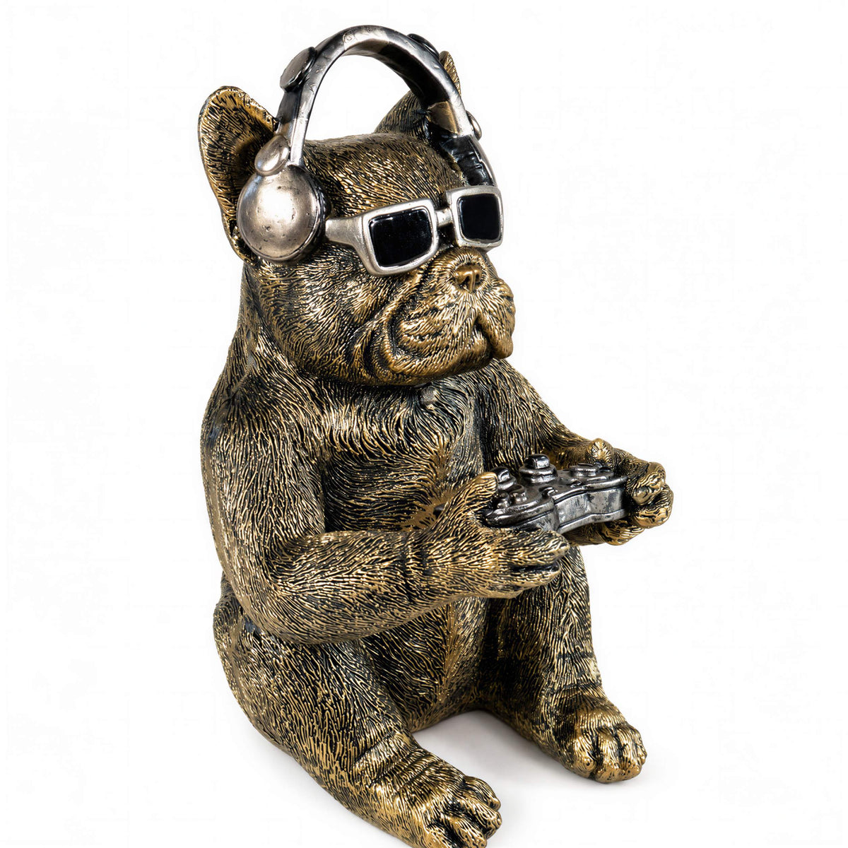 Gamer Hund Figur Urban Royals Hundefigur mit Controller Kopfhörer Gaming Deko