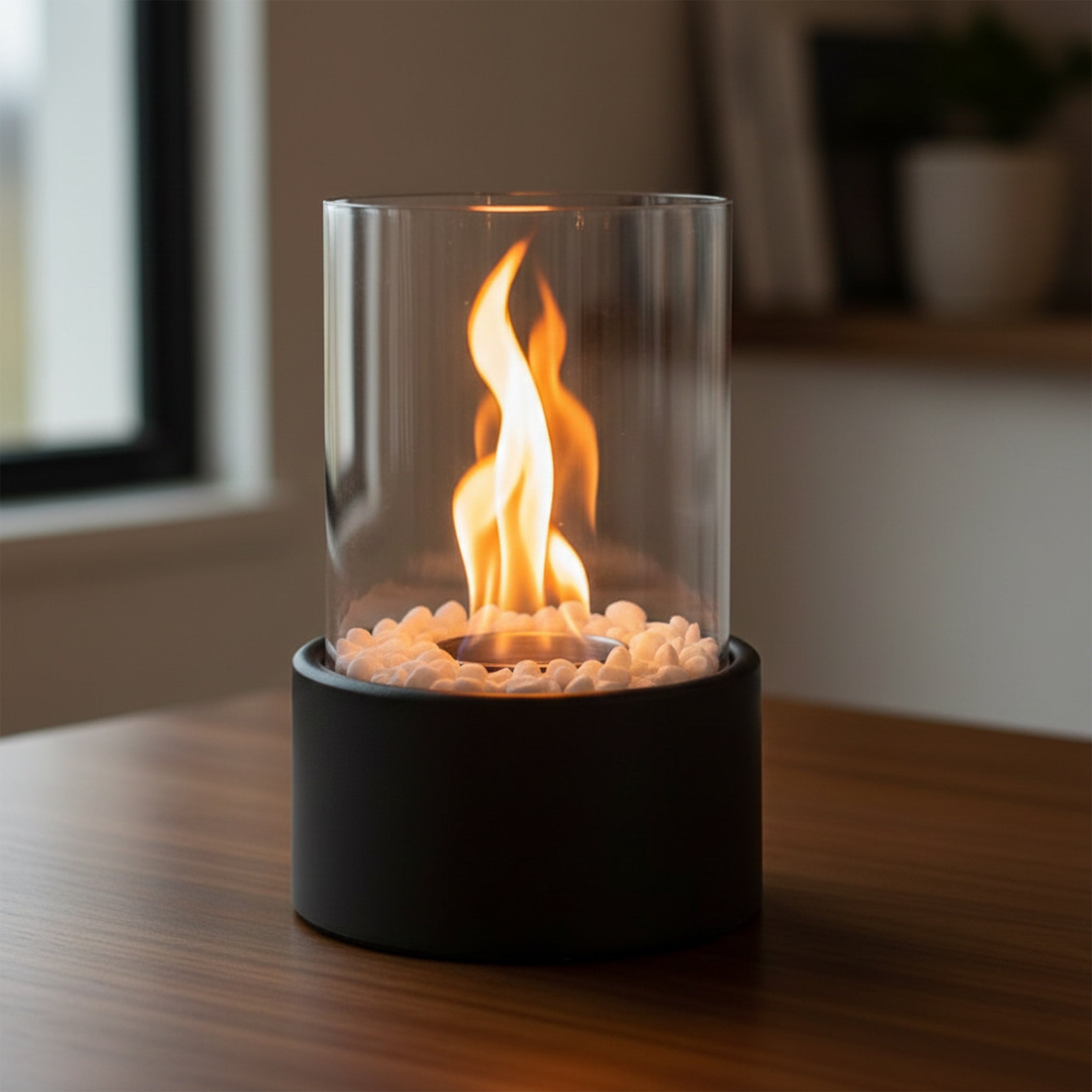 Tischkamin Bioethanol Tischfeuer für Indoor & Outdoor auf Tisch, Balkon & Terrasse