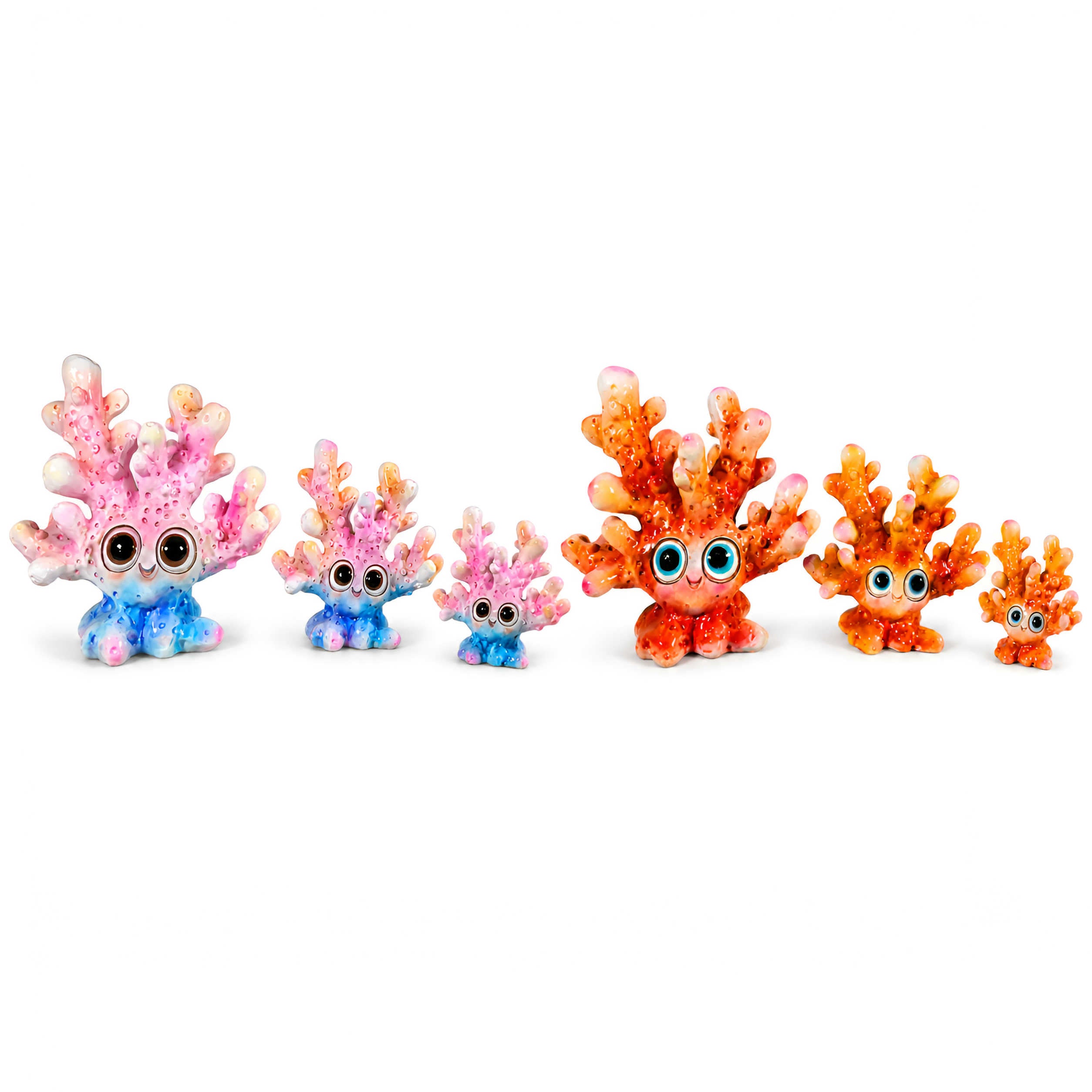 Koralle Figur glänzend Blau-Rosa & Orange in 3 Größen für maritime Deko