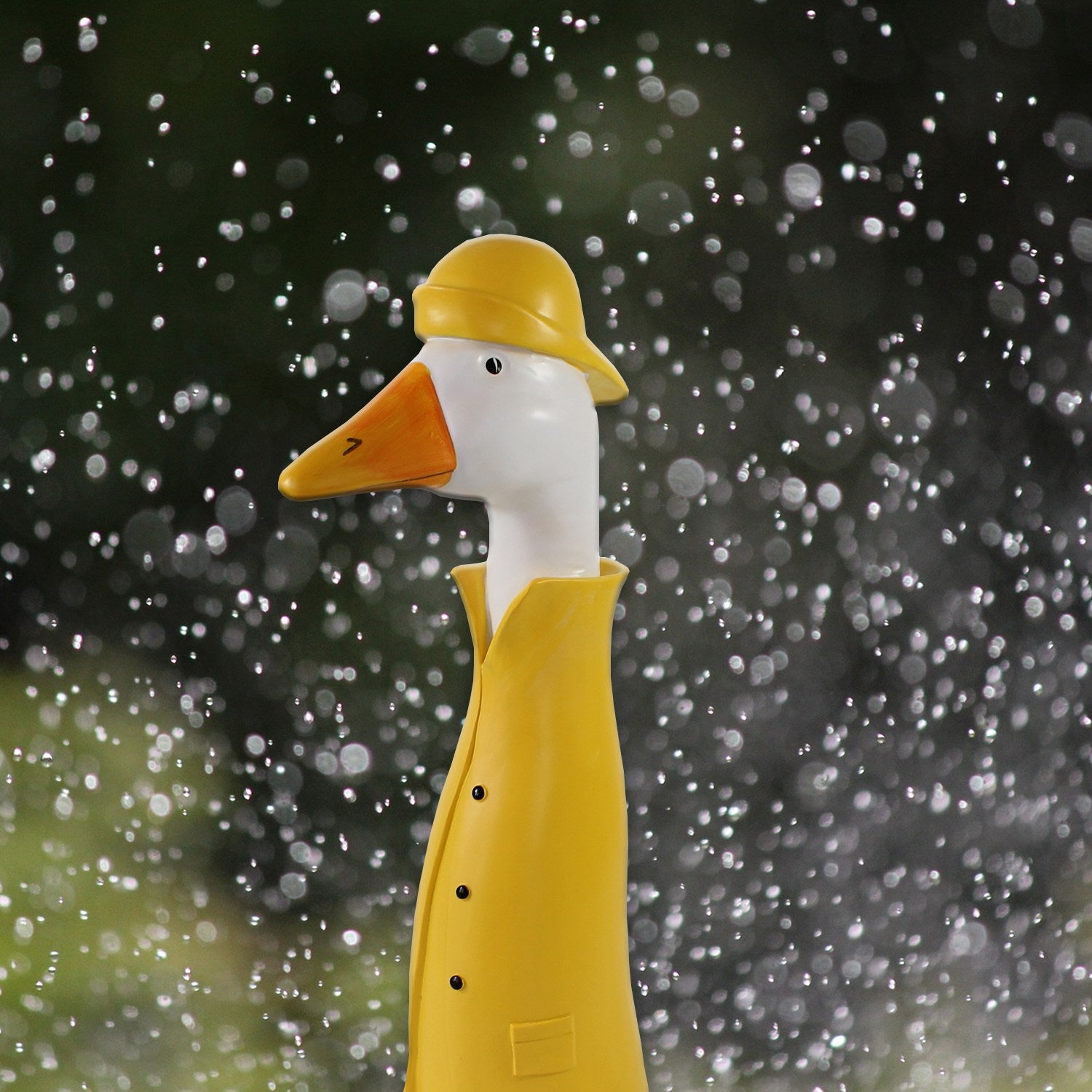 Gartenfigur Gans im Regenmantel Gänsehals Gänsekopf Gartenstecker Lustige Deko Gänse für den Garten