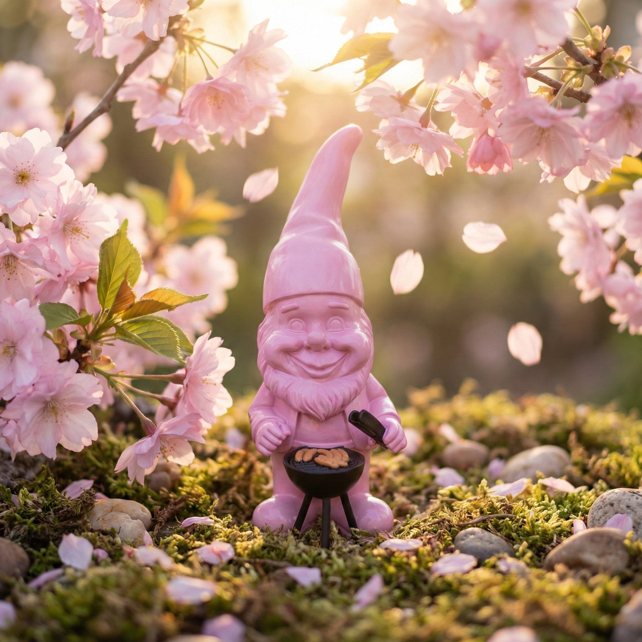 Gartenzwerg am Grill -GartenPoser- Zwerg Deko in Pastell Hochglanz 2 Größen 6 Farben (GrillPoser)