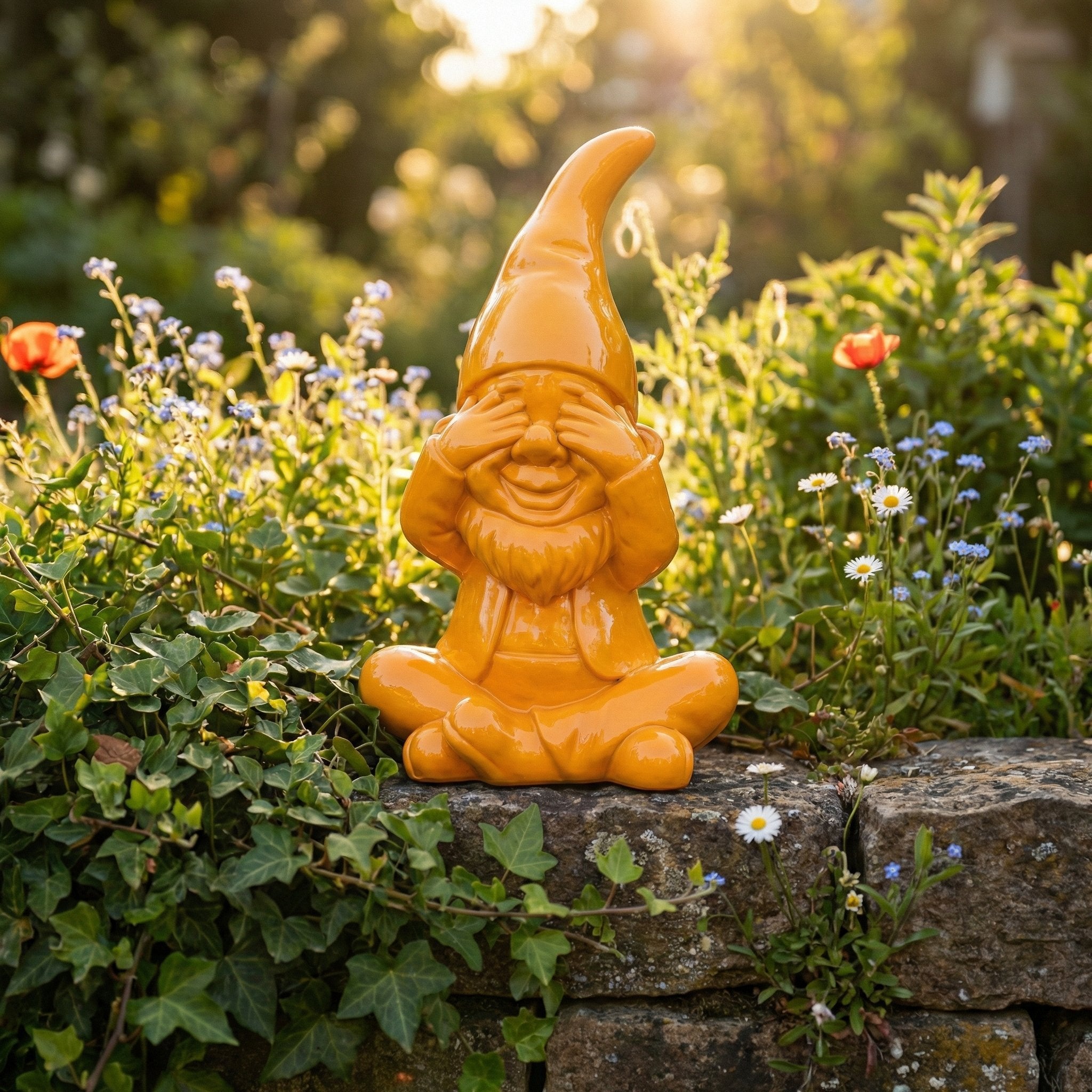 Gartenzwerg nichts sehen -GartenPoser- Zwerg Deko in Pastell Hochglanz 2 Größen 6 Farben (BlindPoser)