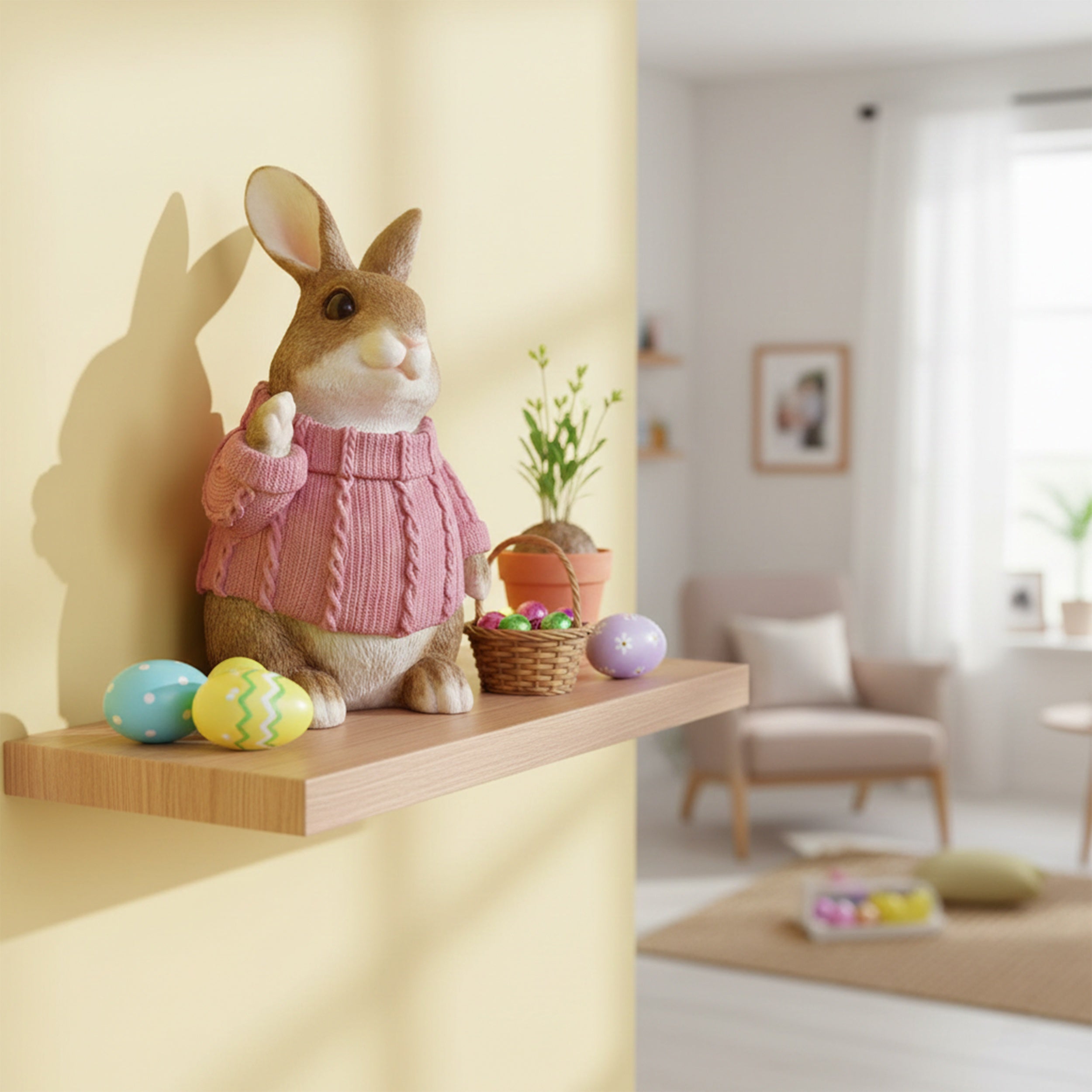 Deko Hase XL im Pullover groß – Deko Osterhase Hasenfigur sitzend, Osterdeko & Gartenfigur in versch. Farben
