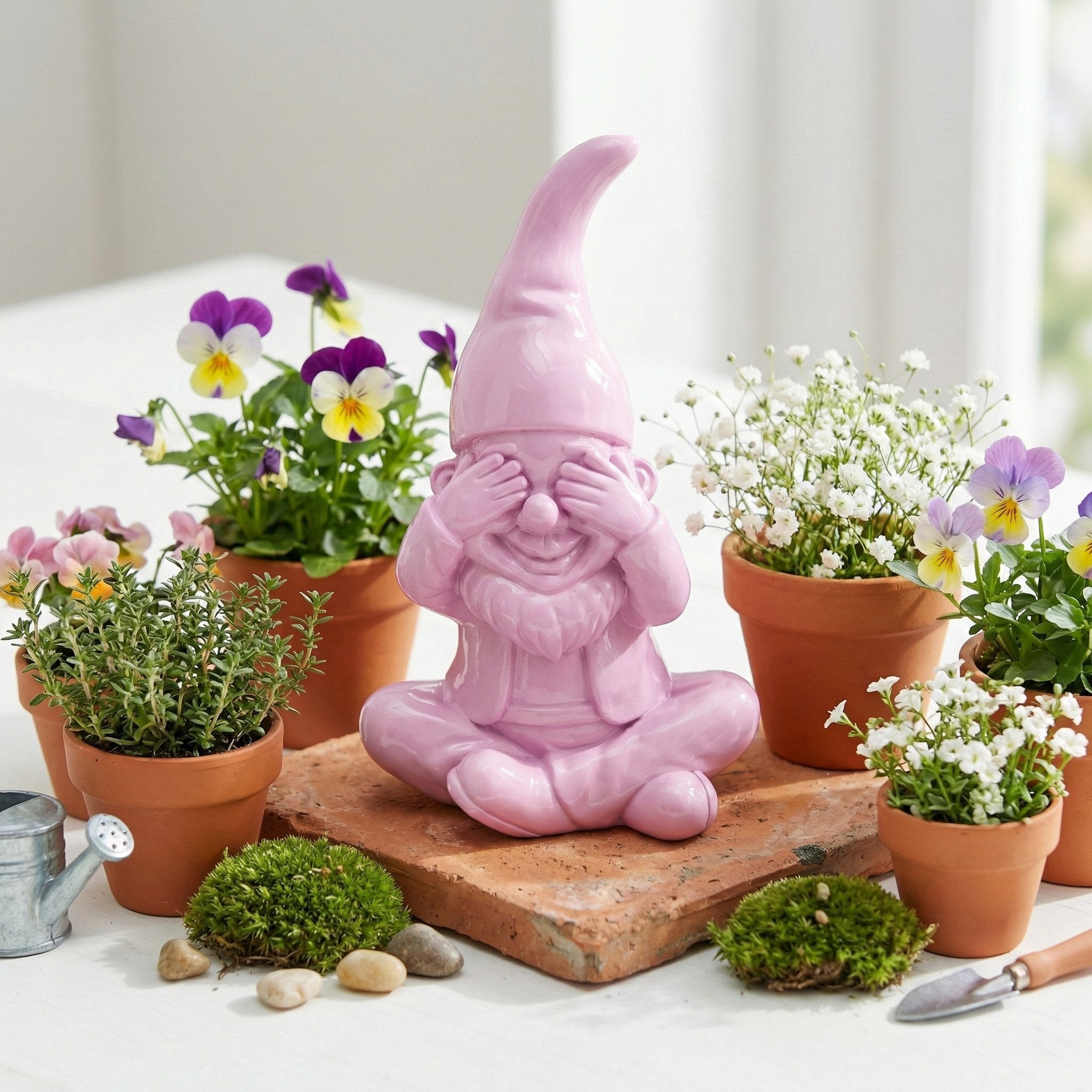 Gartenzwerg nichts sehen -GartenPoser- Zwerg Deko in Pastell Hochglanz 2 Größen 6 Farben (BlindPoser)