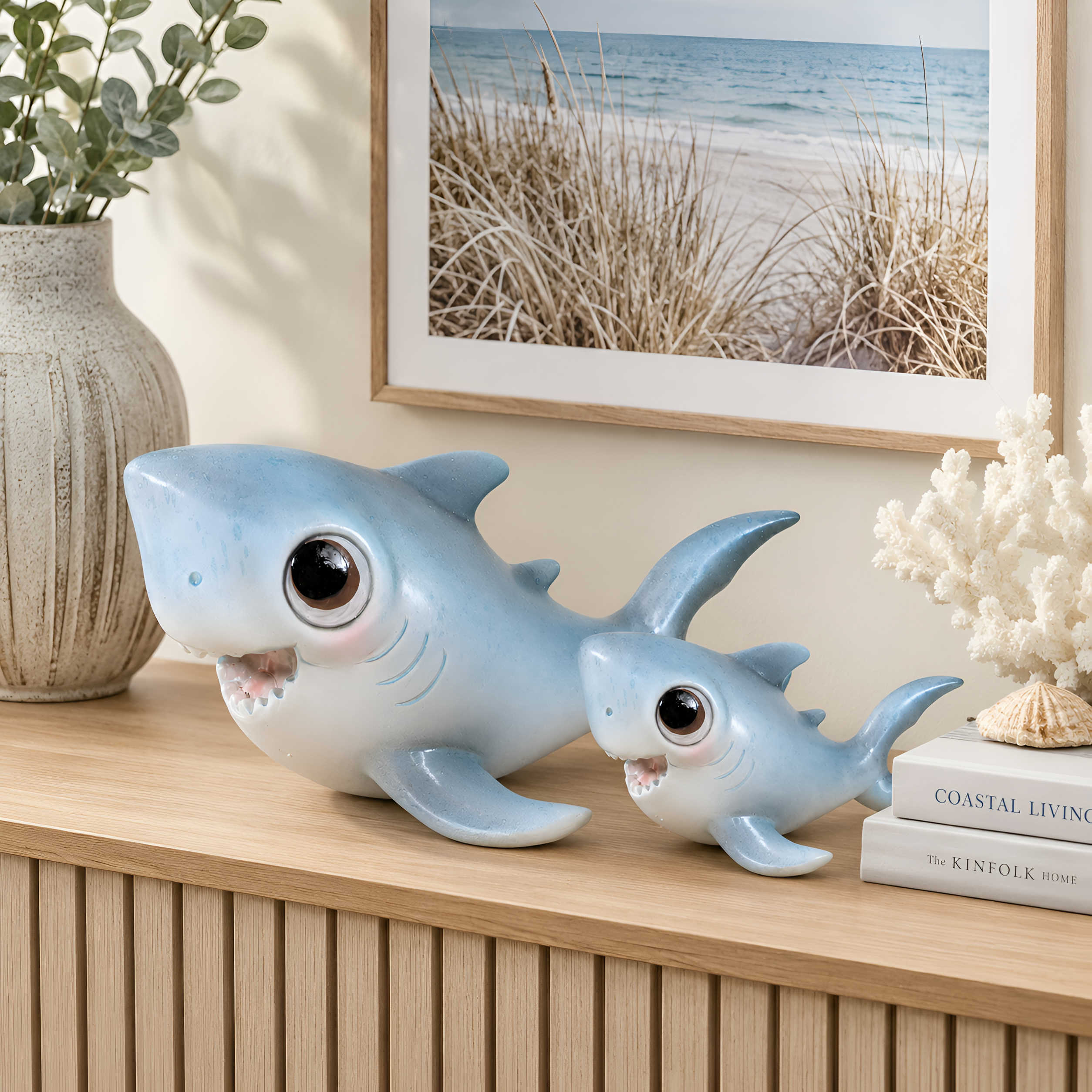 Hai Figur glänzend Baby & Groß für maritime Deko innen und außen