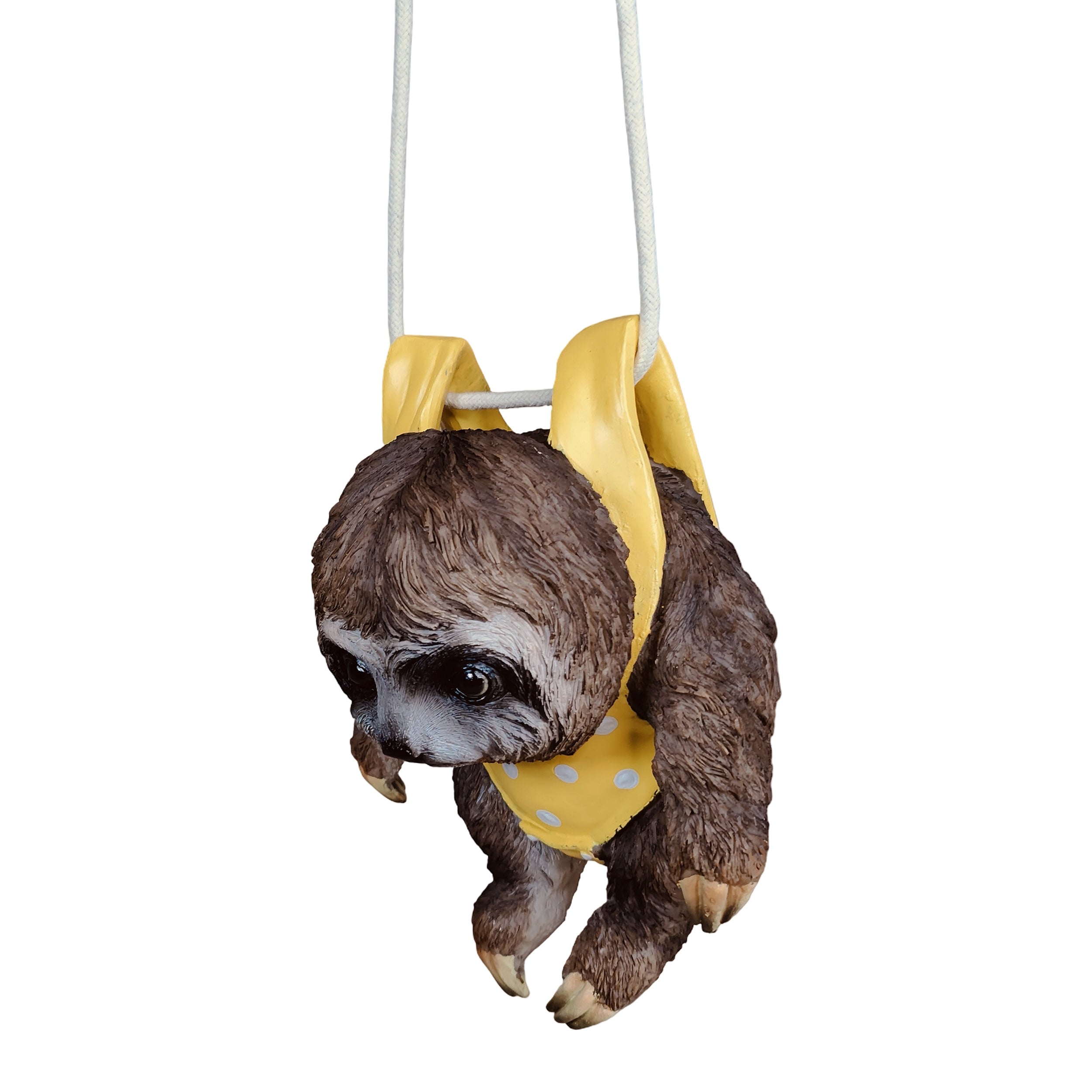 Faultier Figur hängend – Faultier Deko als lustige Gartenfigur zum Aufhängen in Gelb, Rosa oder Grün