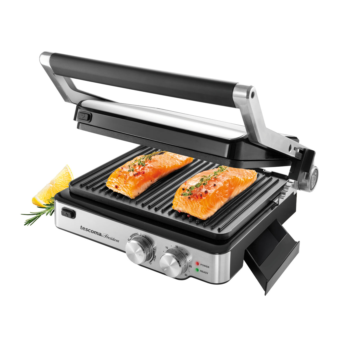 Kontaktgrill 2000 W Edelstahl Elektro Tischgrill Tescoma President