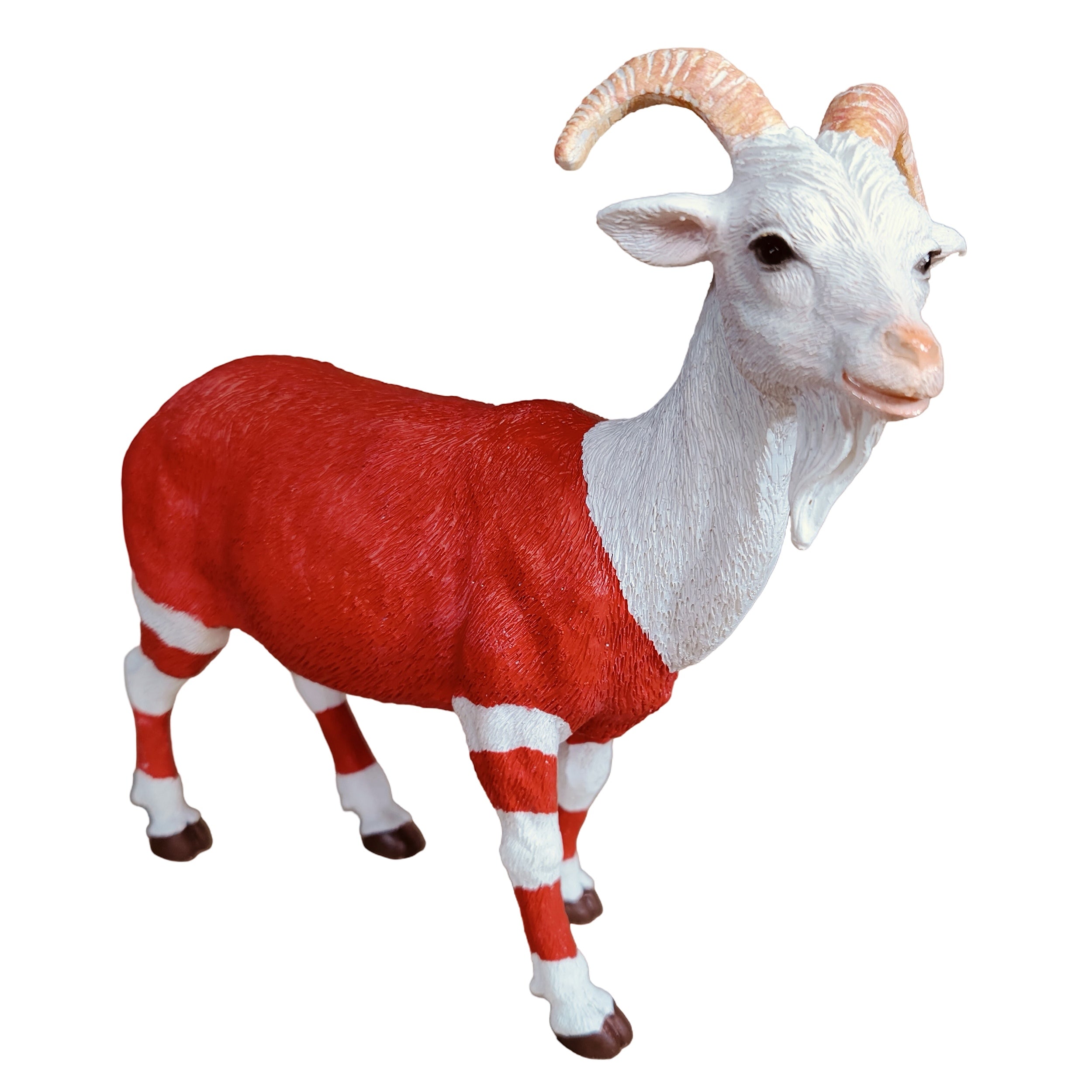 Ziegenbock Figur Bruce klein – Gartenfigur Ziegenbock als Deko Ziege in Rot-Weiß oder Braun