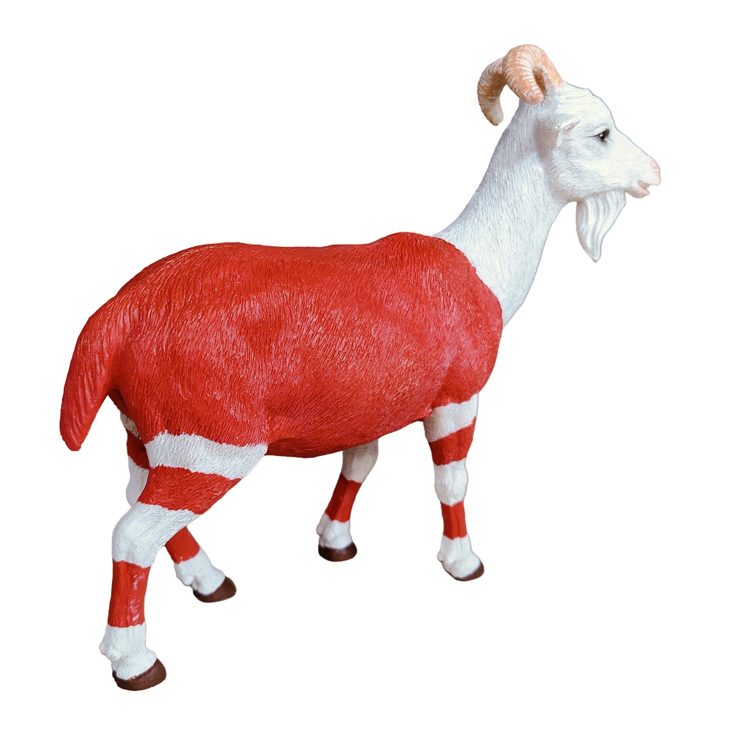 Ziegenbock Figur Bruce klein – Gartenfigur Ziegenbock als Deko Ziege in Rot-Weiß oder Braun